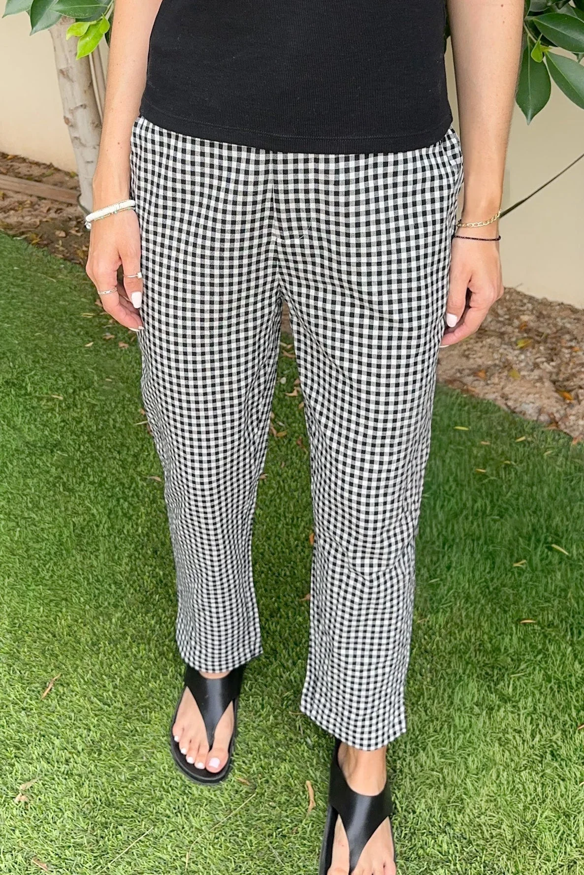 Off Duty Gingham Tapered Checkered Pants