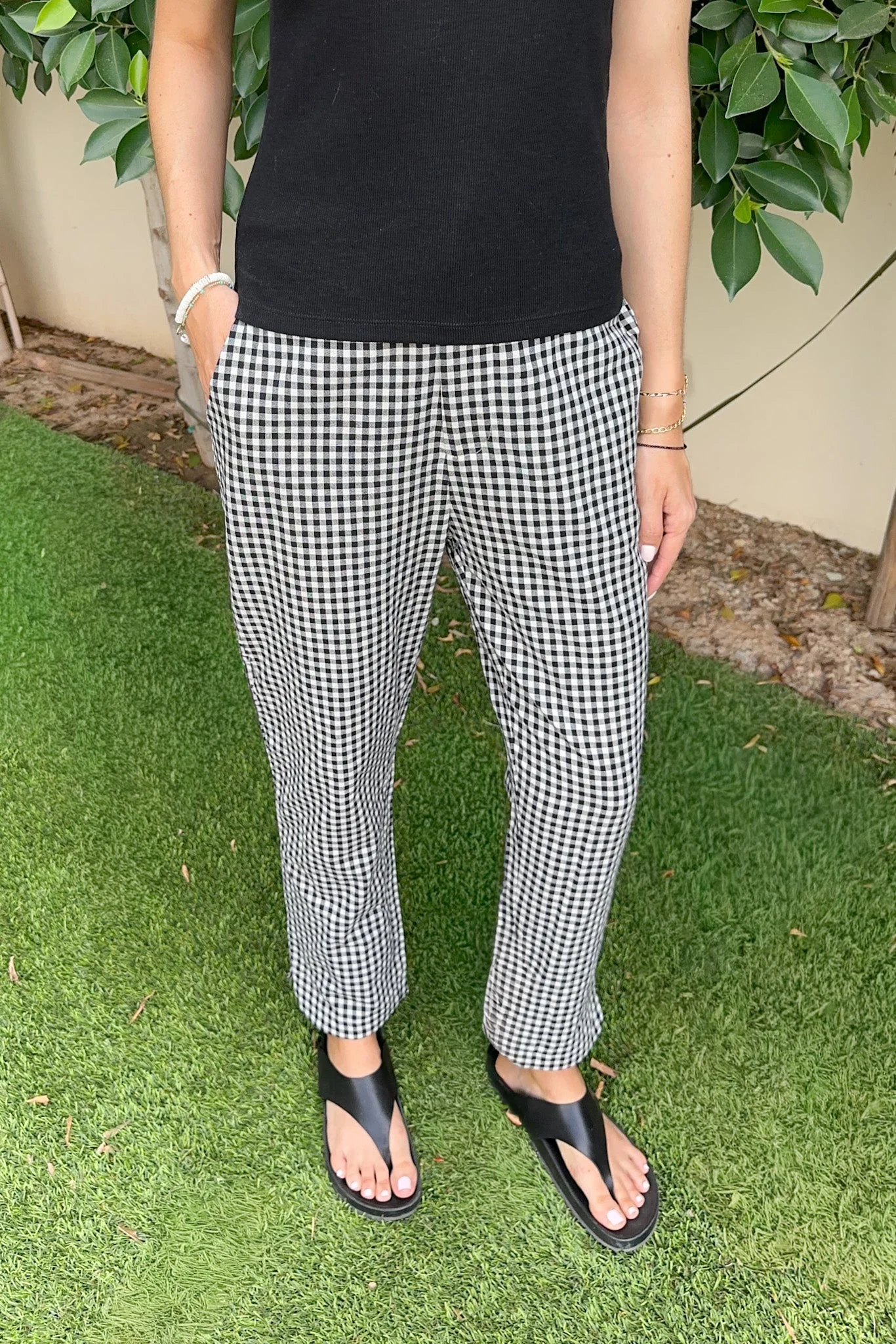 Off Duty Gingham Tapered Checkered Pants - Image 5