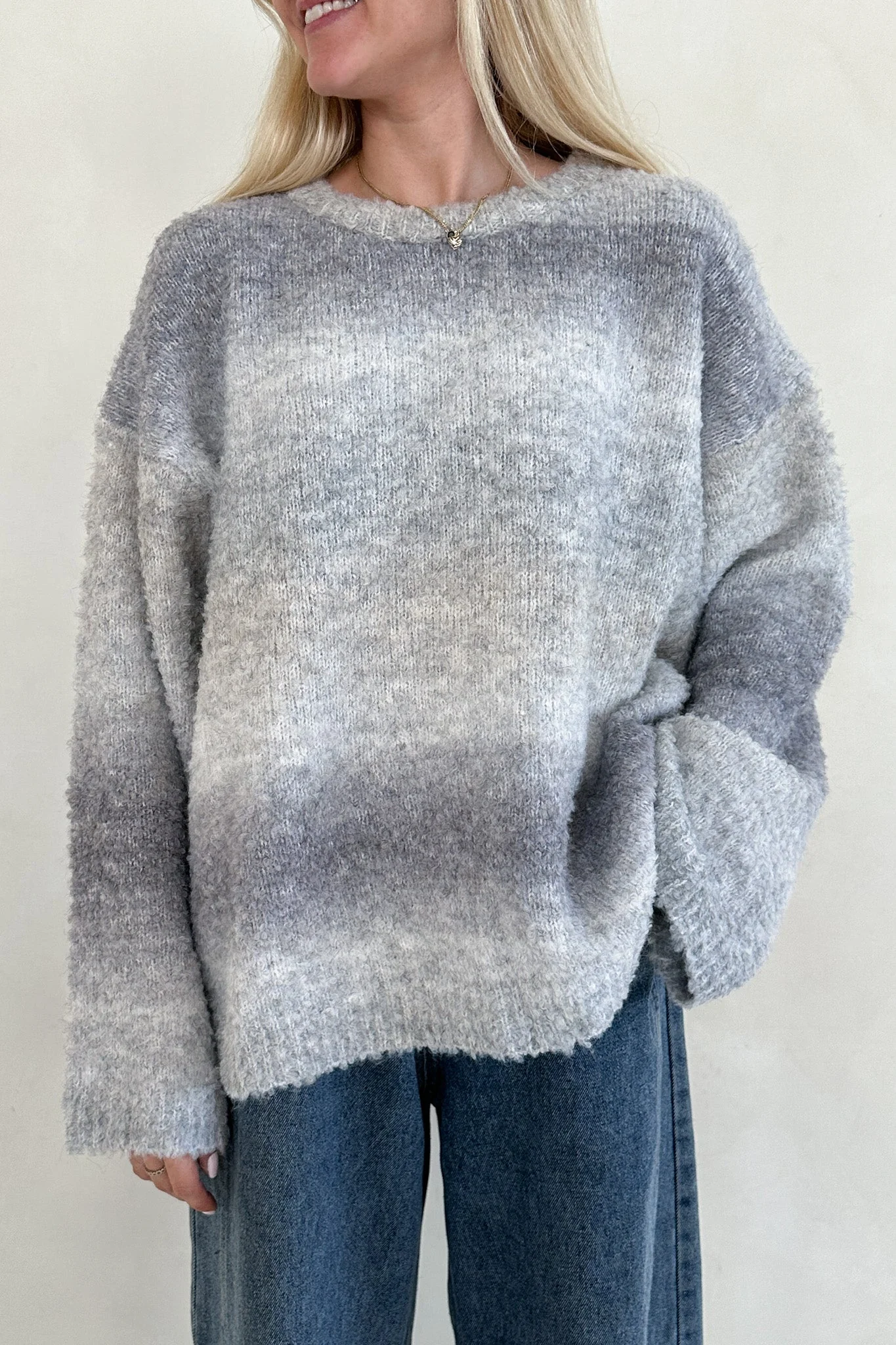 Olsen Loose Fit Ombre Sweater in Coastal Grey - Image 2