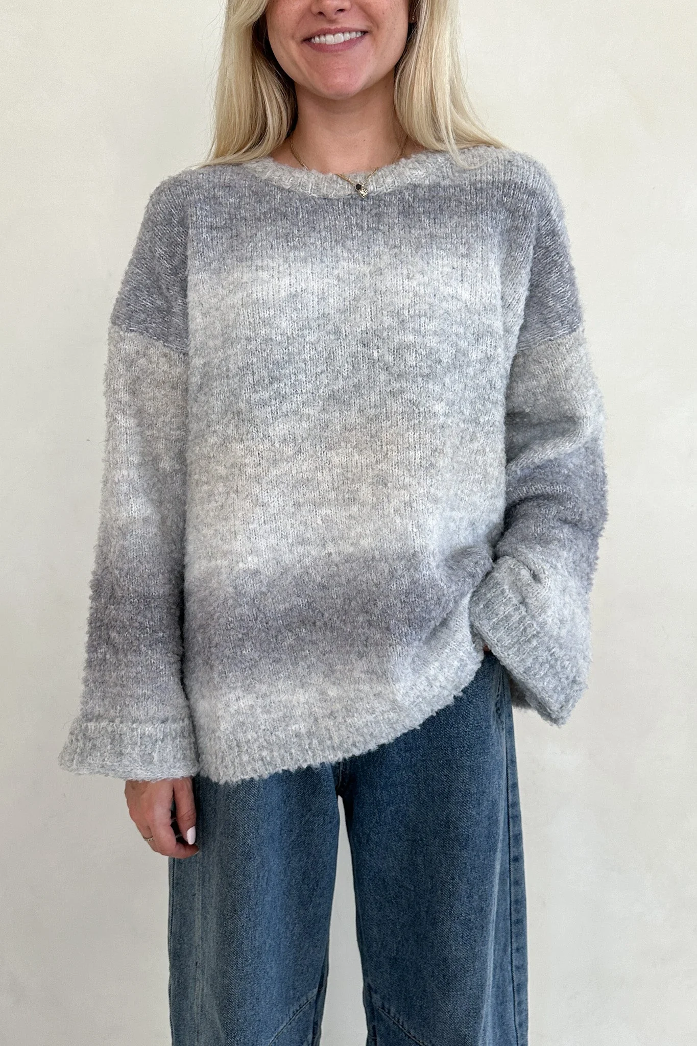 Olsen Loose Fit Ombre Sweater in Coastal Grey - Image 3