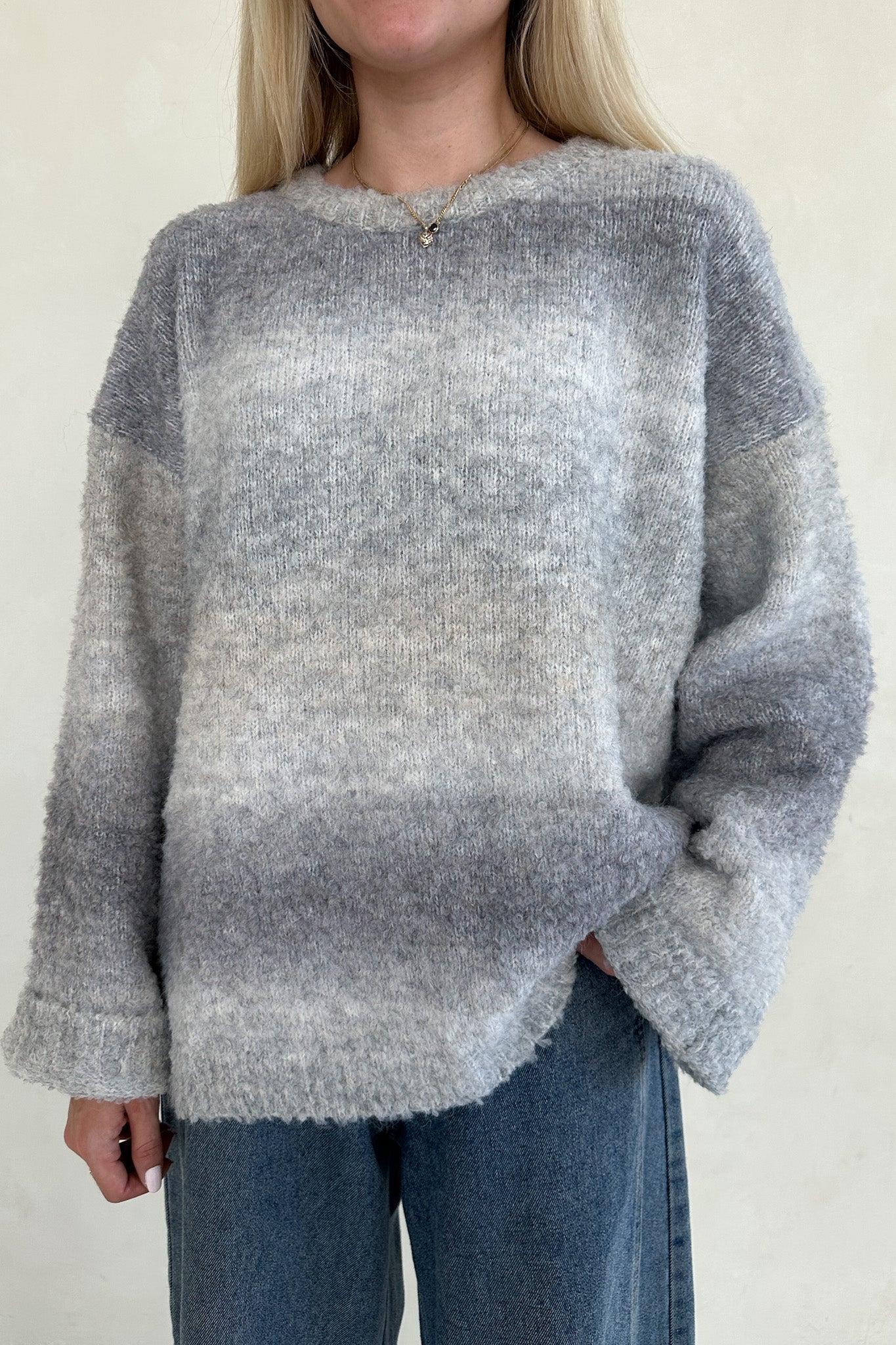 Olsen Loose Fit Ombre Sweater in Coastal Grey - Image 4