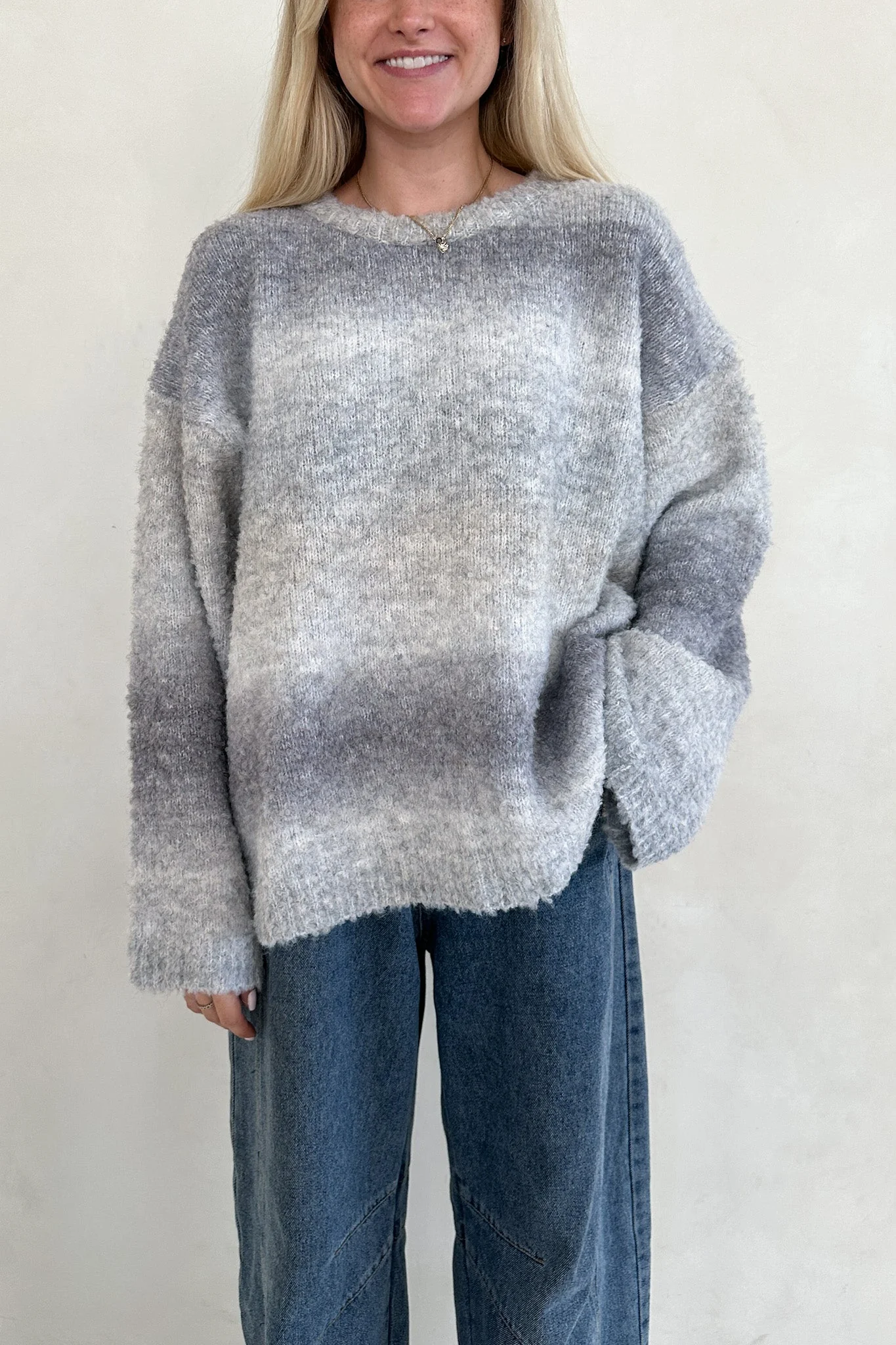 Olsen Loose Fit Ombre Sweater in Coastal Grey - Image 5