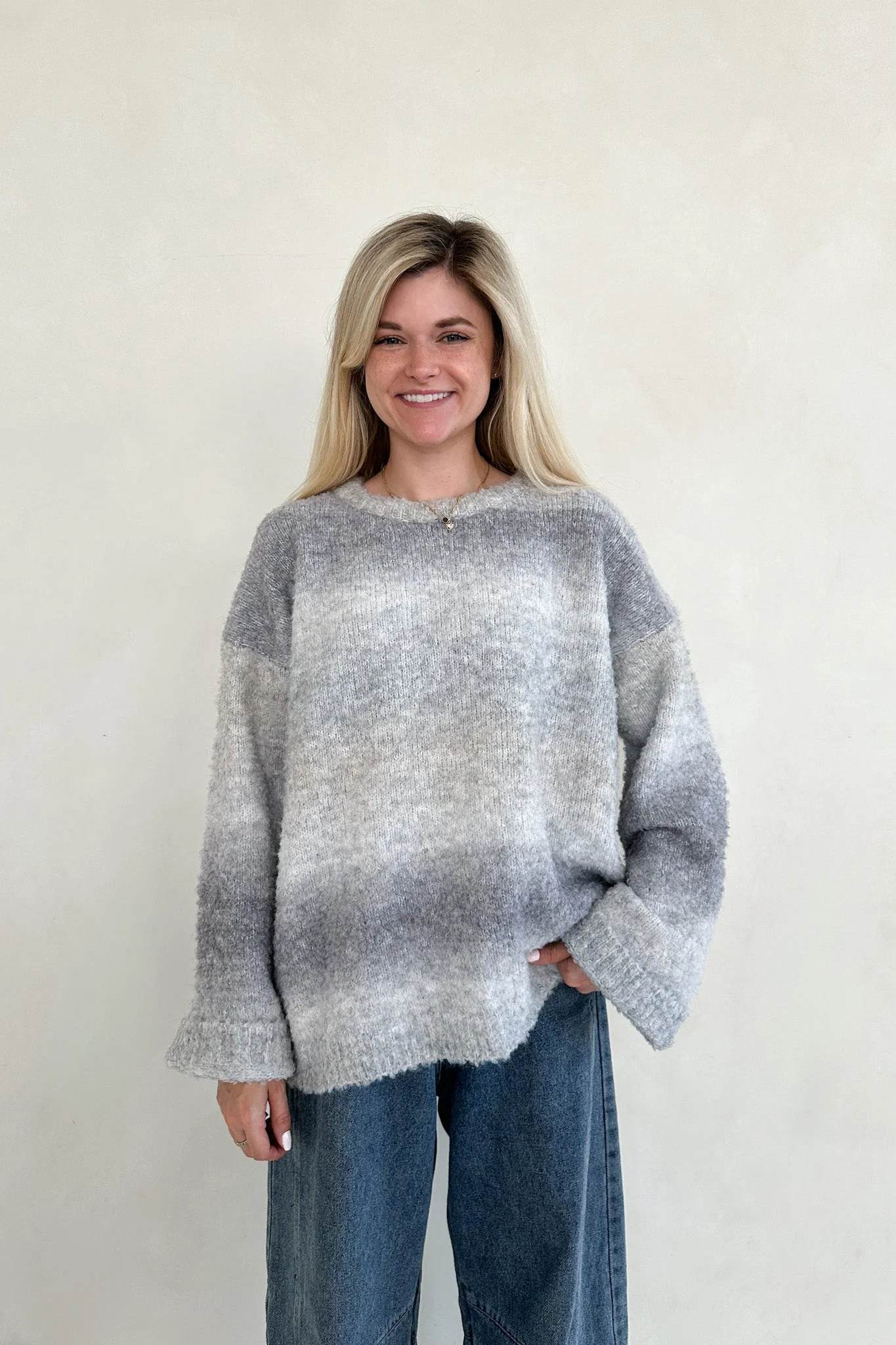 Olsen Loose Fit Ombre Sweater in Coastal Grey - Image 8