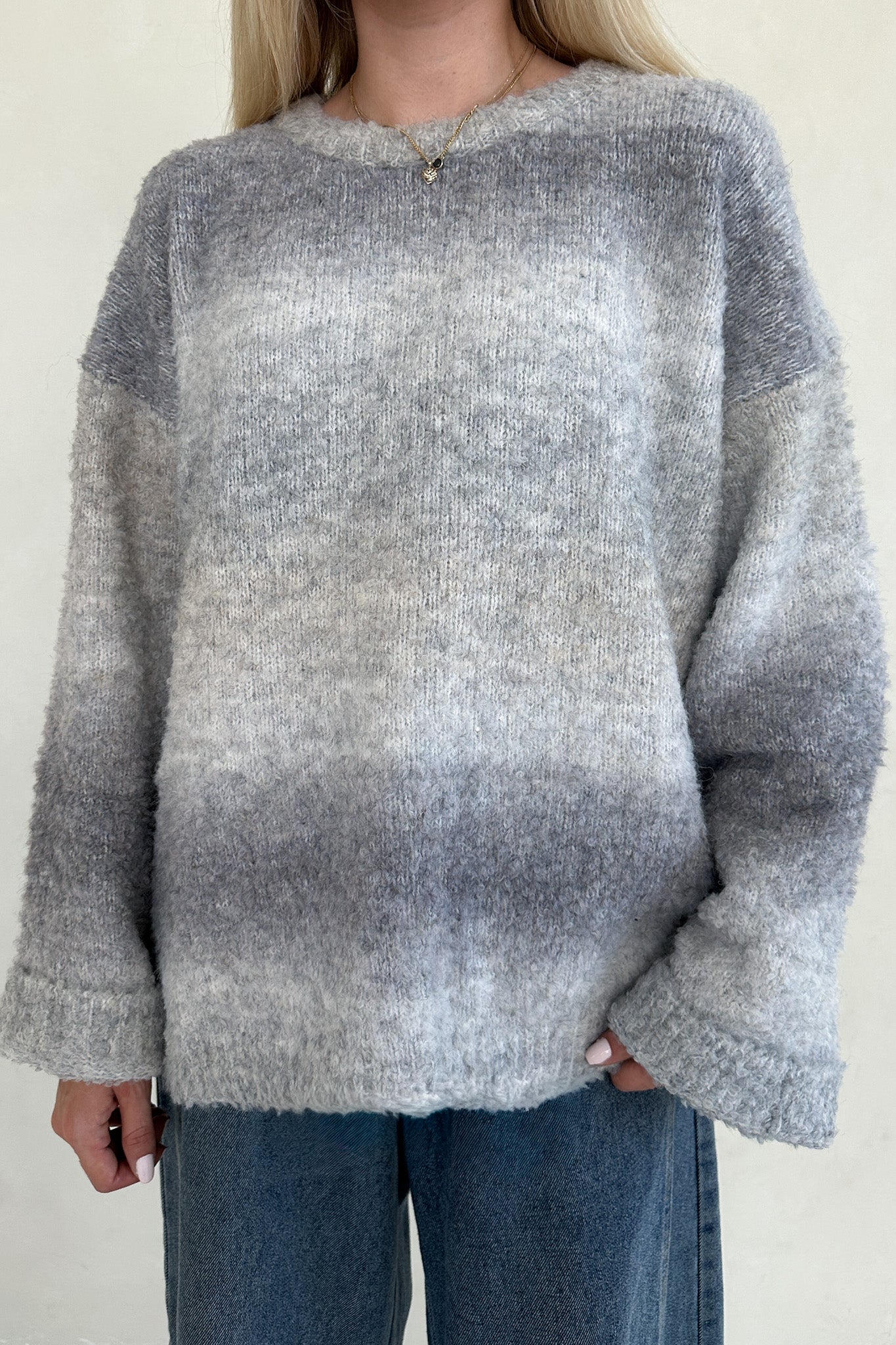 Olsen Loose Fit Ombre Sweater in Coastal Grey - Image 9