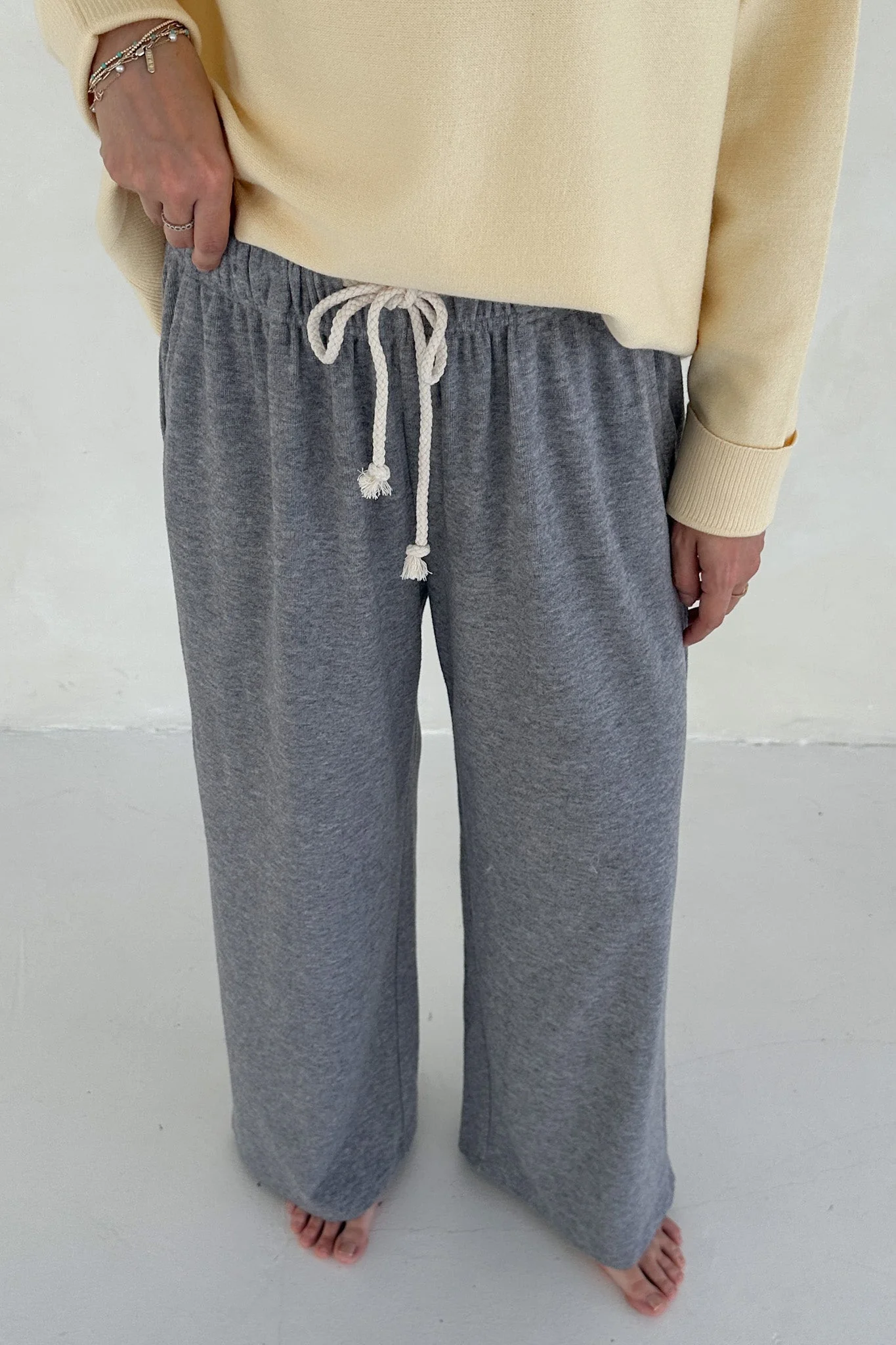 On the Move Drawstring Pants in Heather Grey