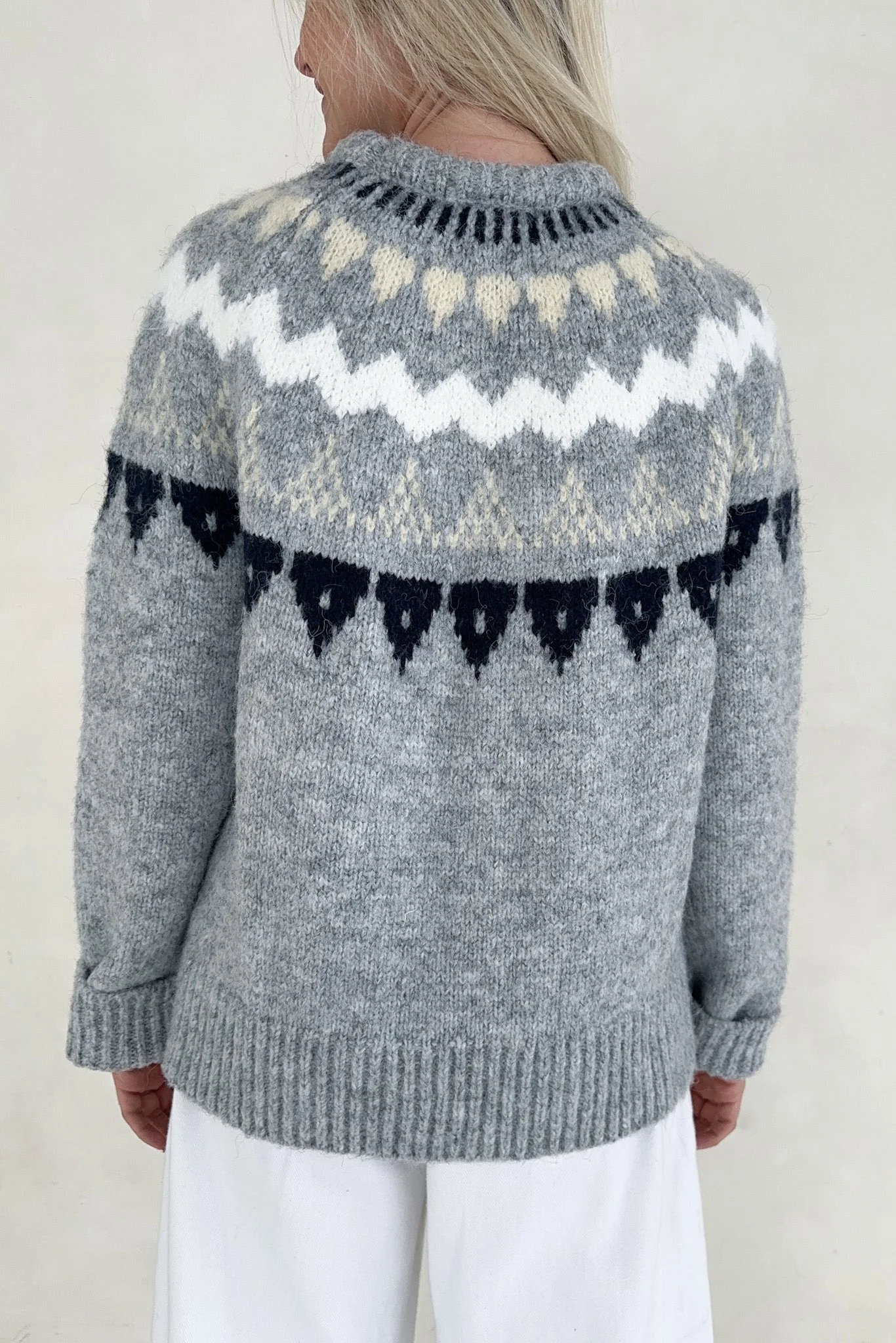 Oslo Faire Isle Round Neck Knit Sweater - Image 5