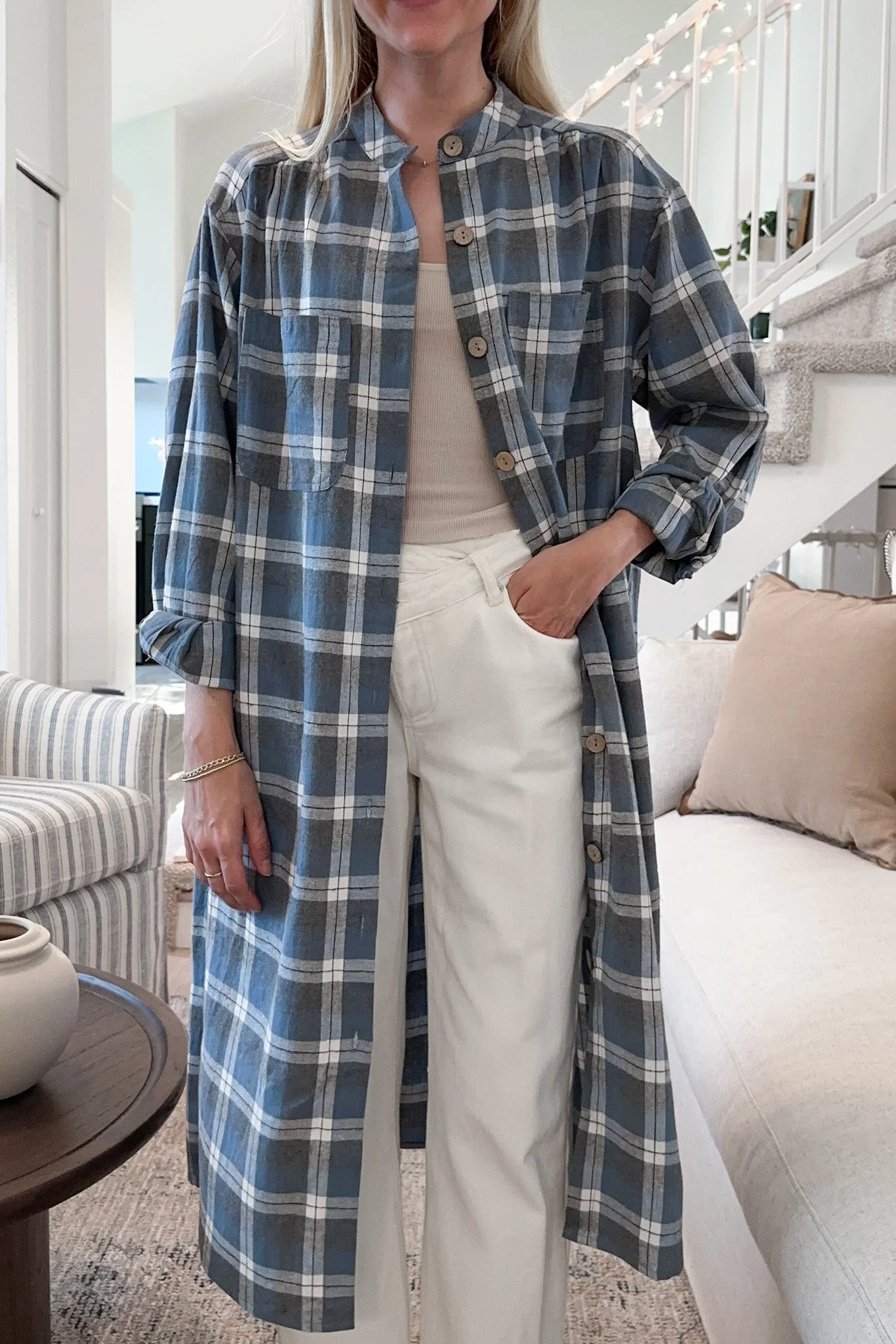 Out West Plaid Button Down Shirt Dress - Image 2