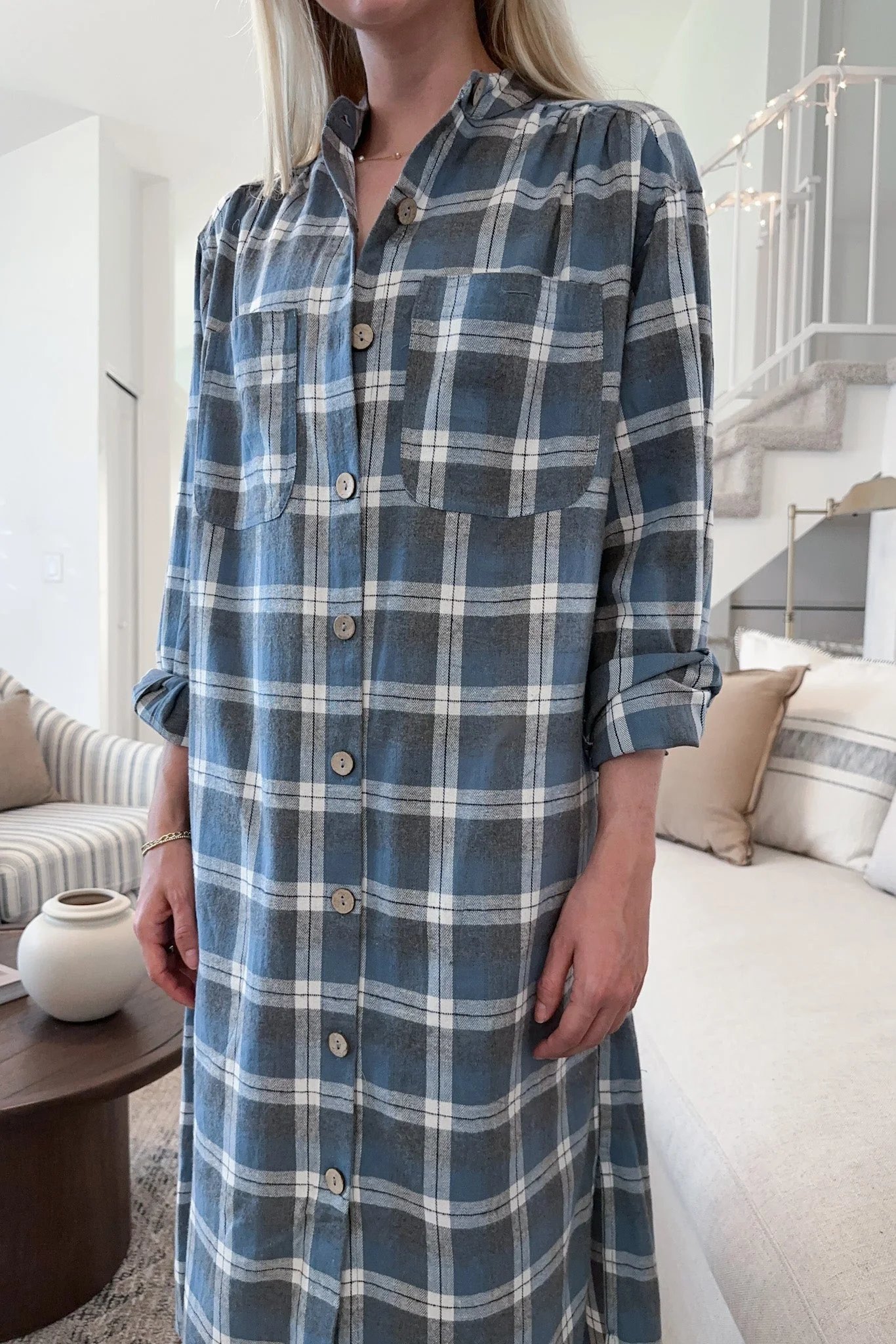 Out West Plaid Button Down Shirt Dress - Image 3
