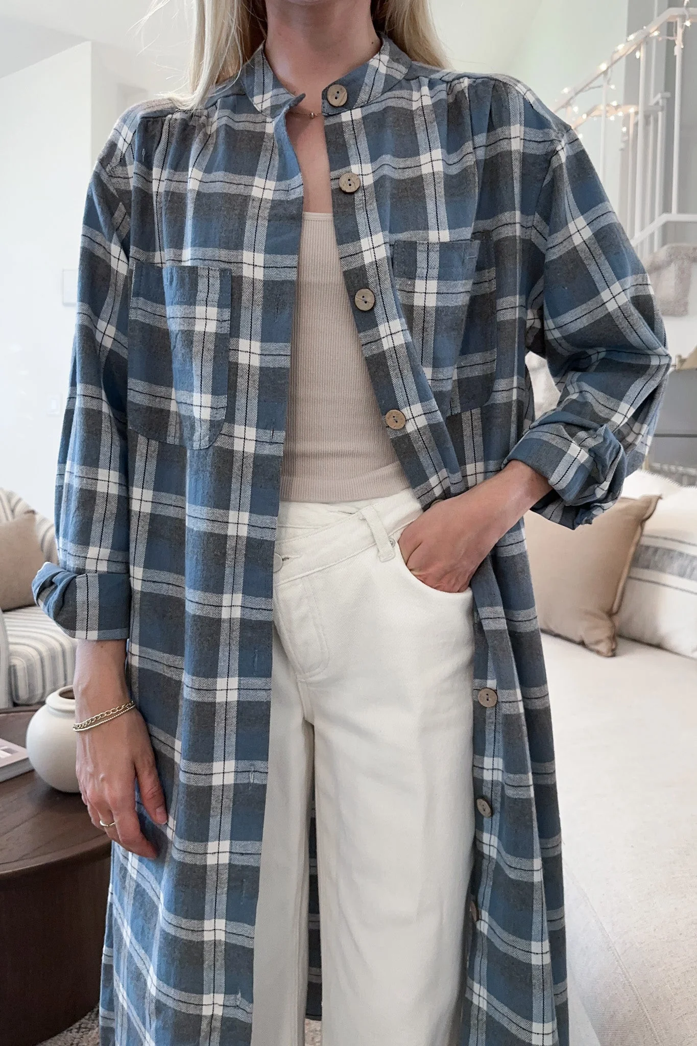 Out West Plaid Button Down Shirt Dress - Image 5