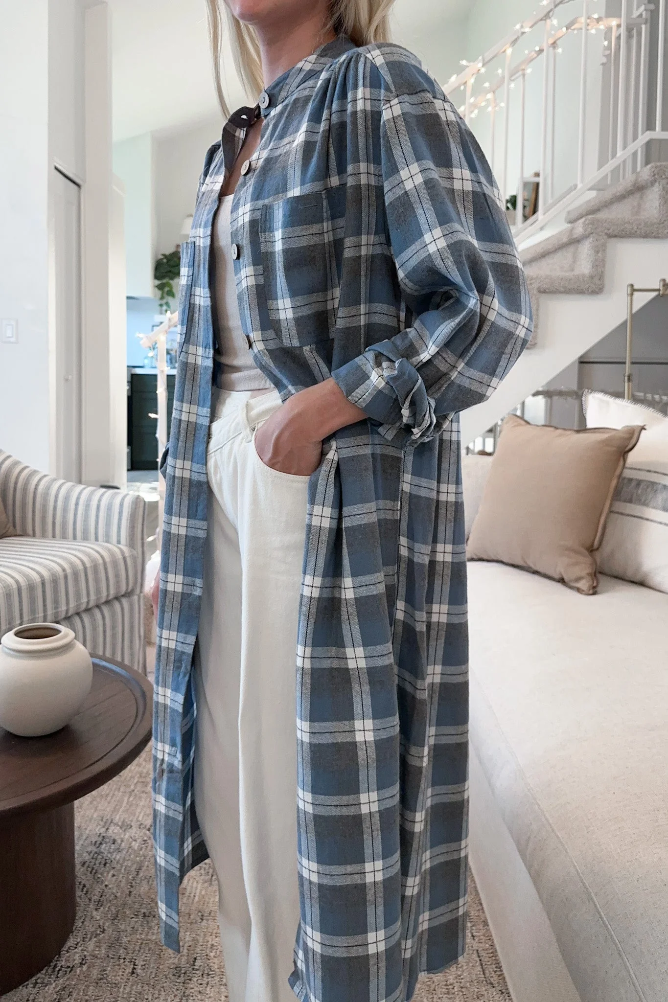 Out West Plaid Button Down Shirt Dress - Image 7