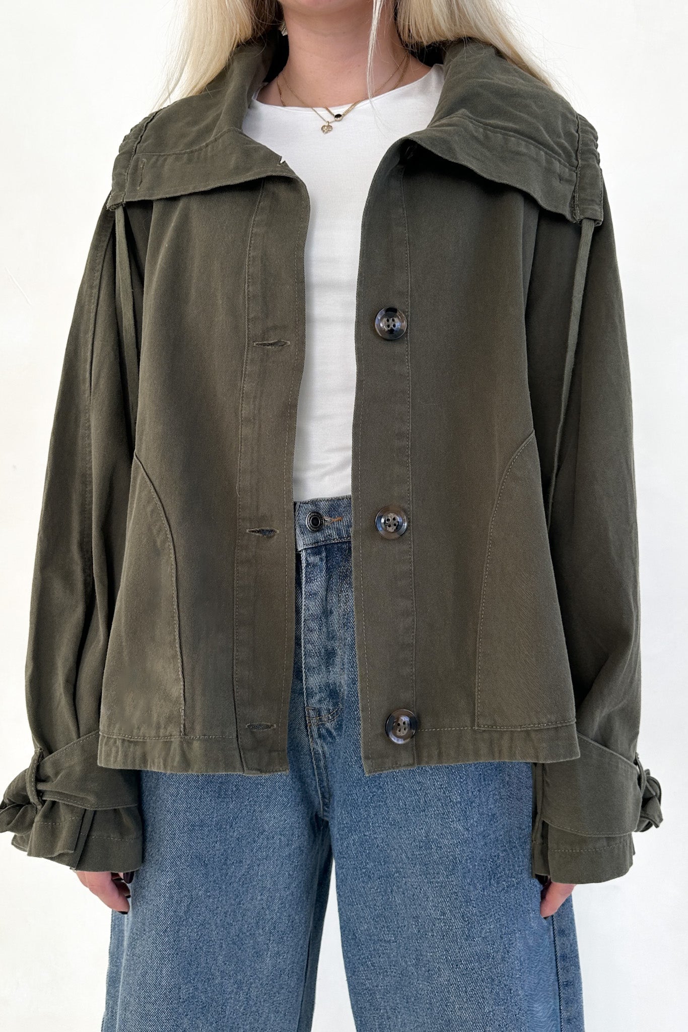 Park Cotton Asymmetrical Hemline Jacket - Image 3