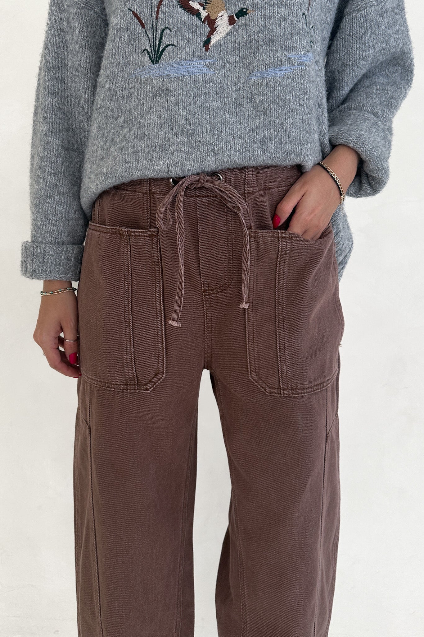 Parker Cotton Drawstring Barrel Pants - Image 2