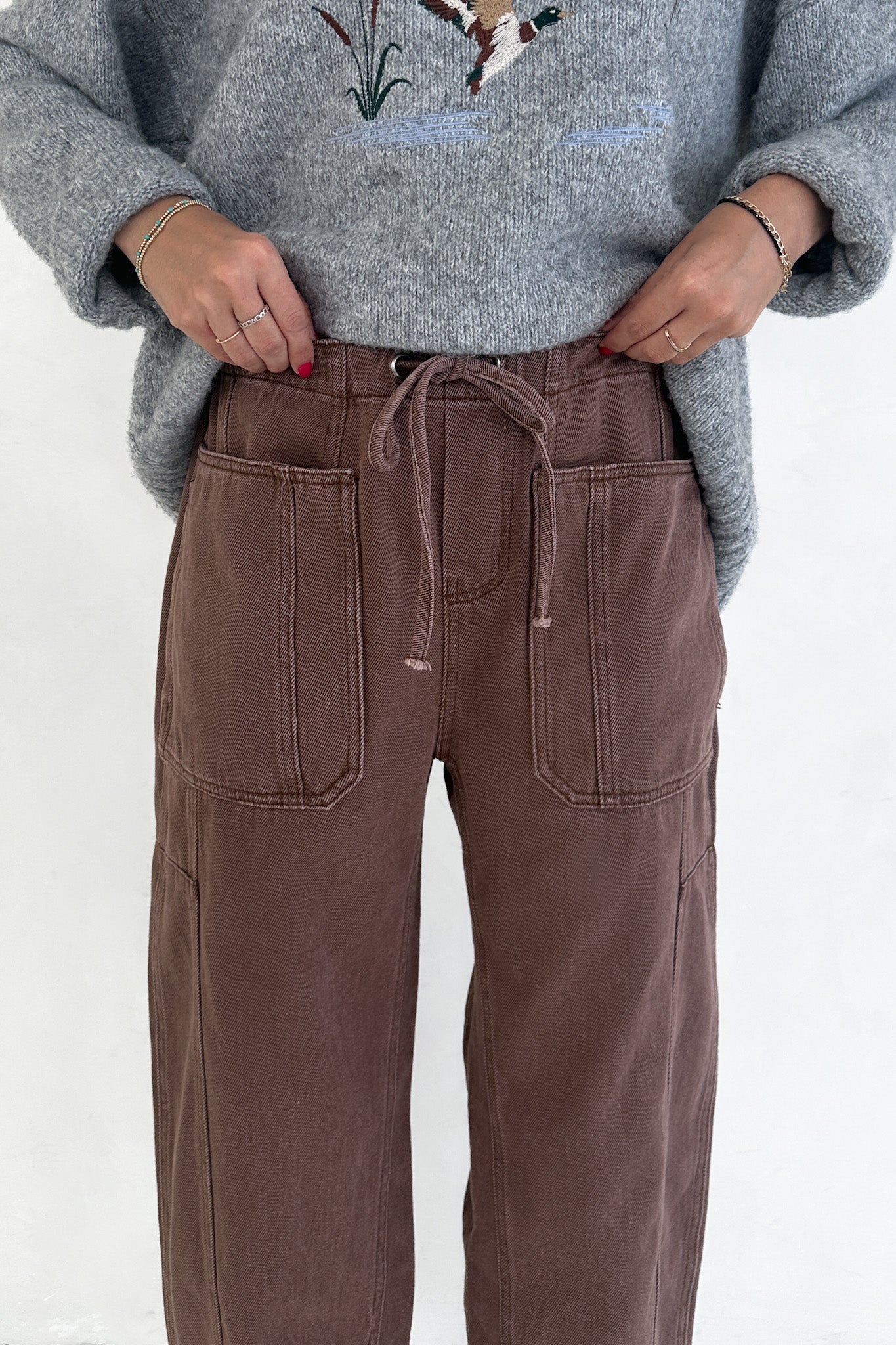 Parker Cotton Drawstring Barrel Pants - Image 4