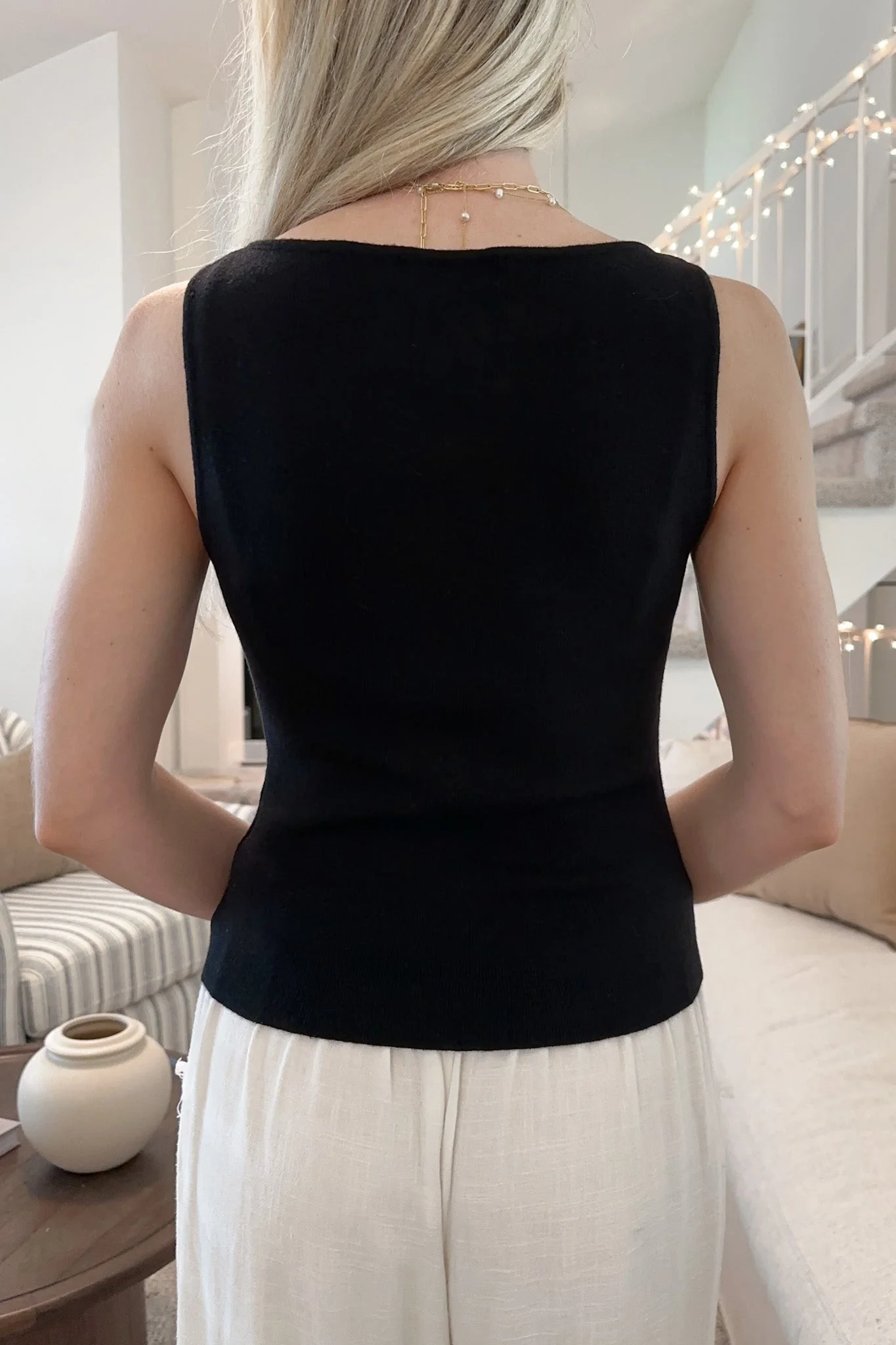 Penelope Boat Neck Top in Black - Image 4