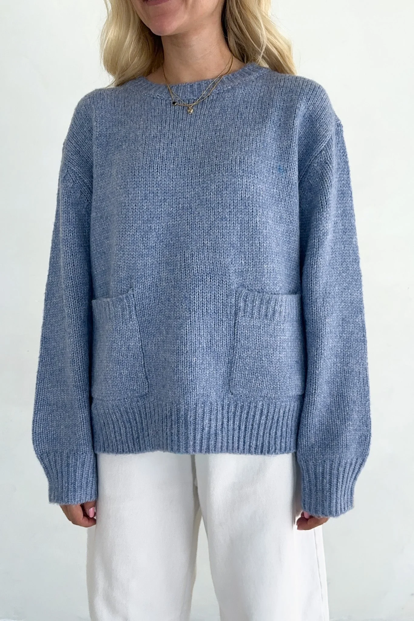 Periwinkle Patch Pocket Knit Sweater Top - Image 4