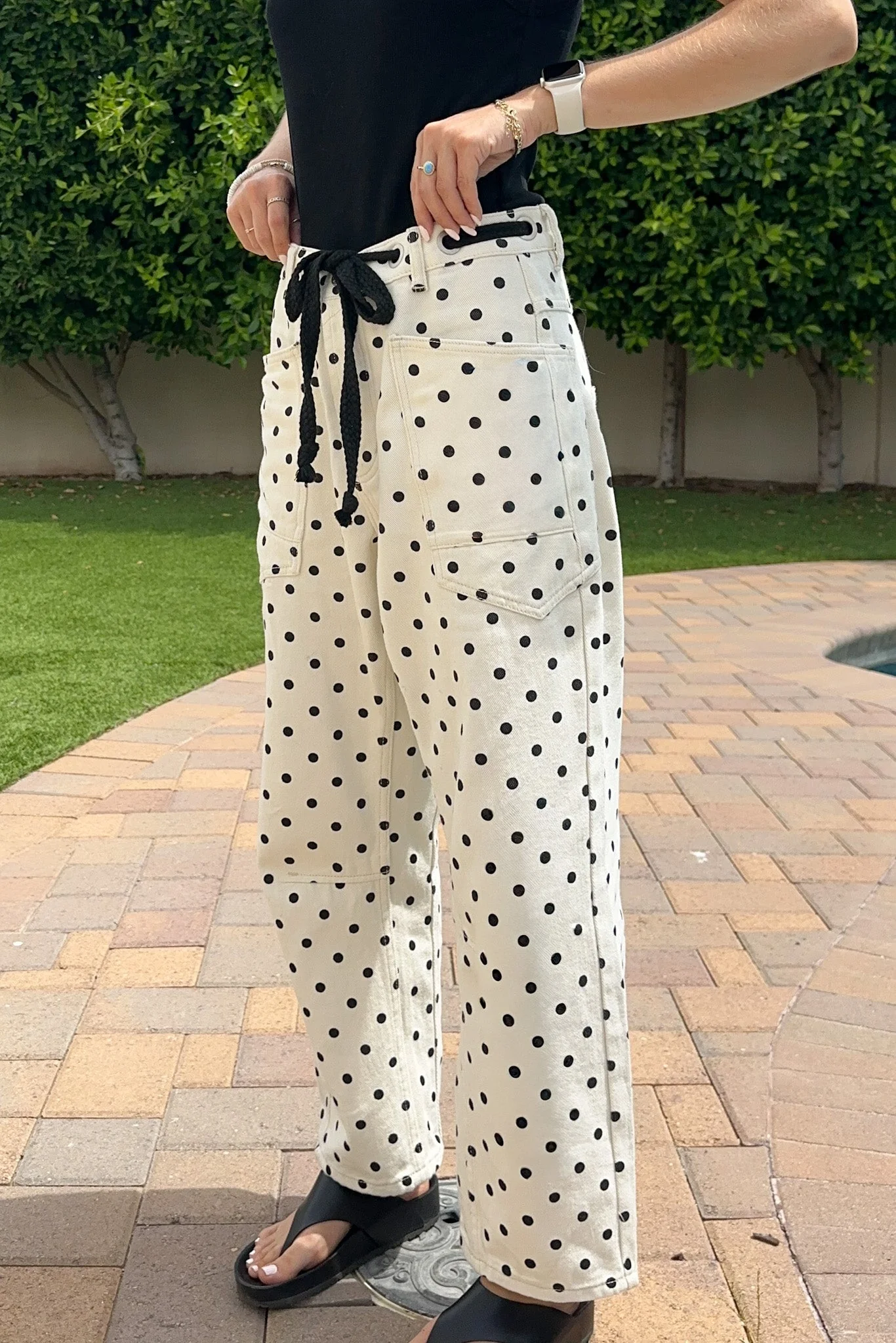 Dottie Polka Dot Relaxed Fit Denim Barrel Jeans - Image 3