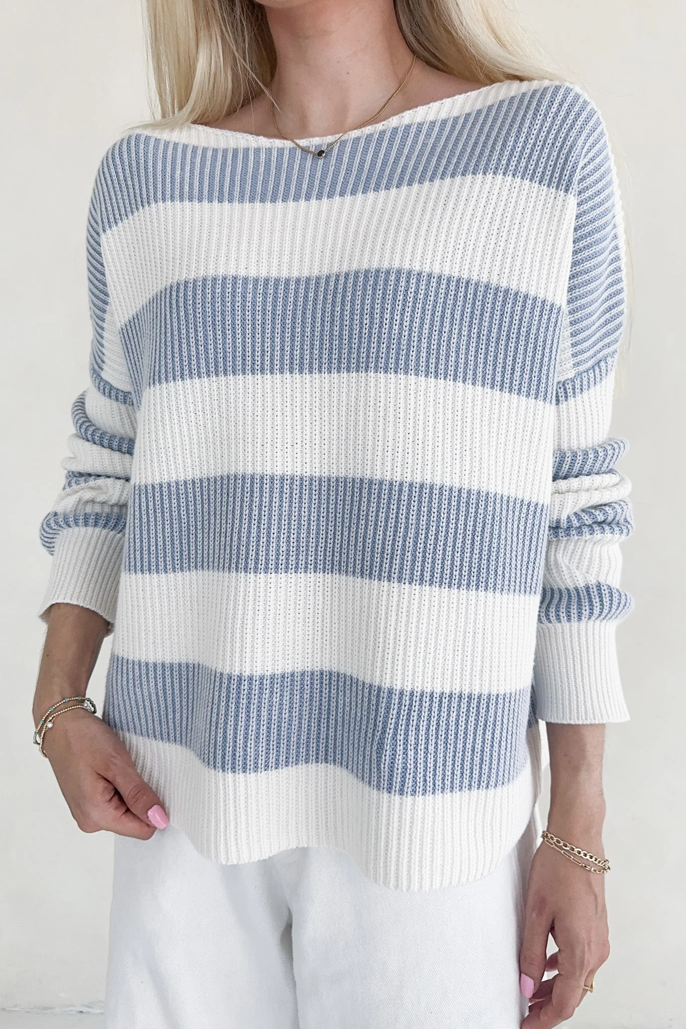 Priscilla Striped Cotton Boat Neck Sweater - Image 4