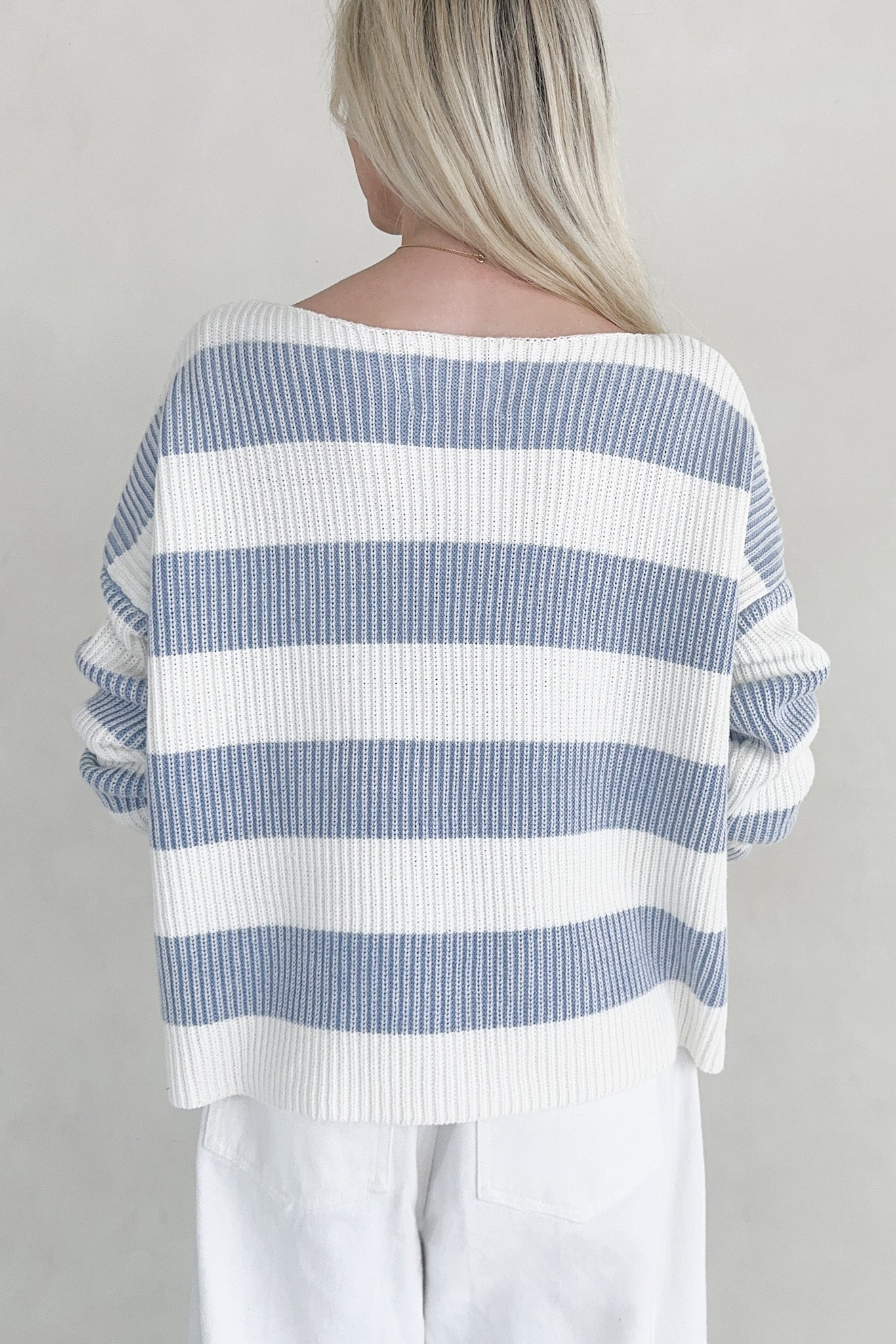 Priscilla Striped Cotton Boat Neck Sweater - Image 6