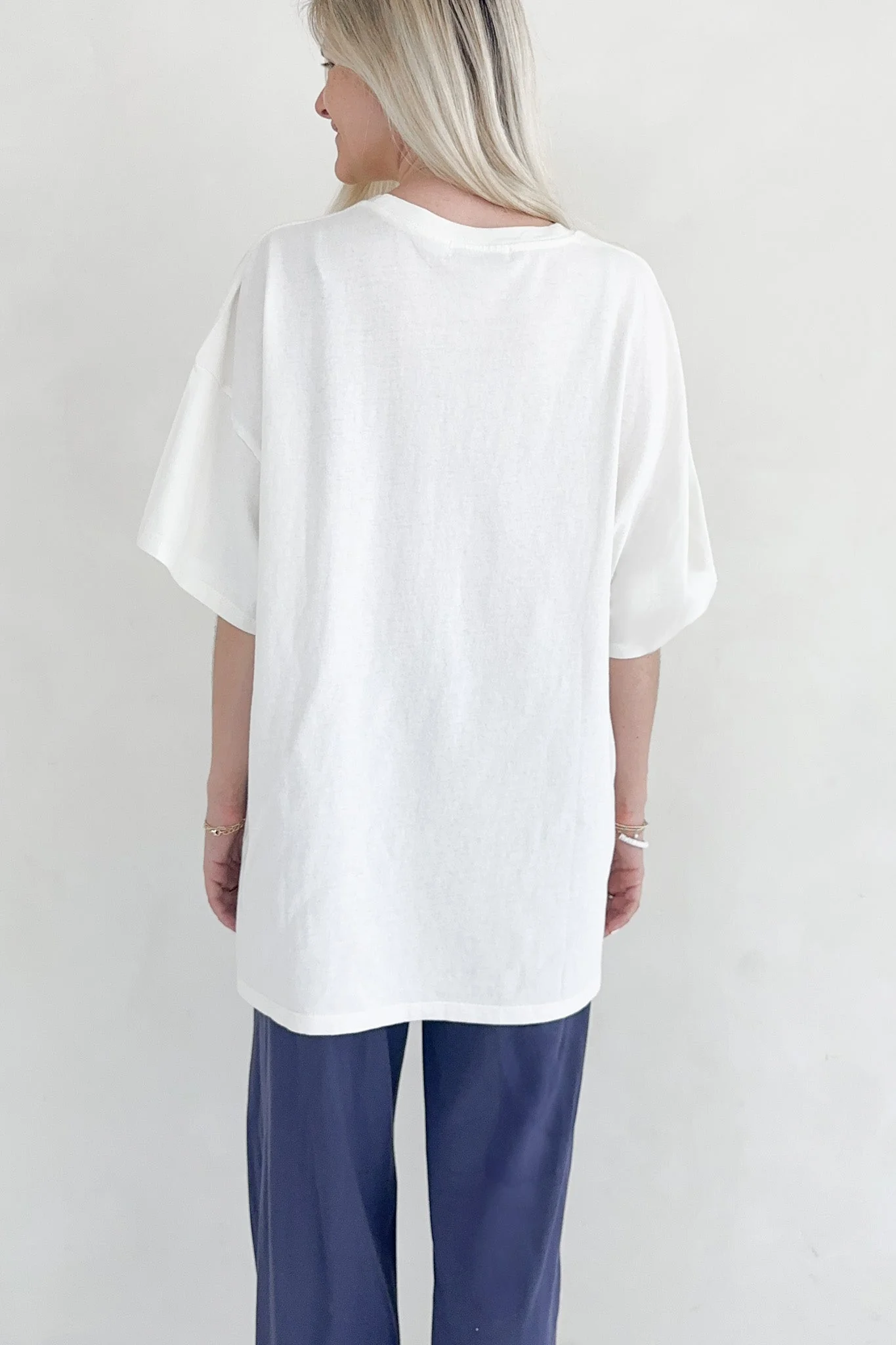 Quinn Cotton Mineral Wash Oversized Crew Neck Tee in Off White - Image 5