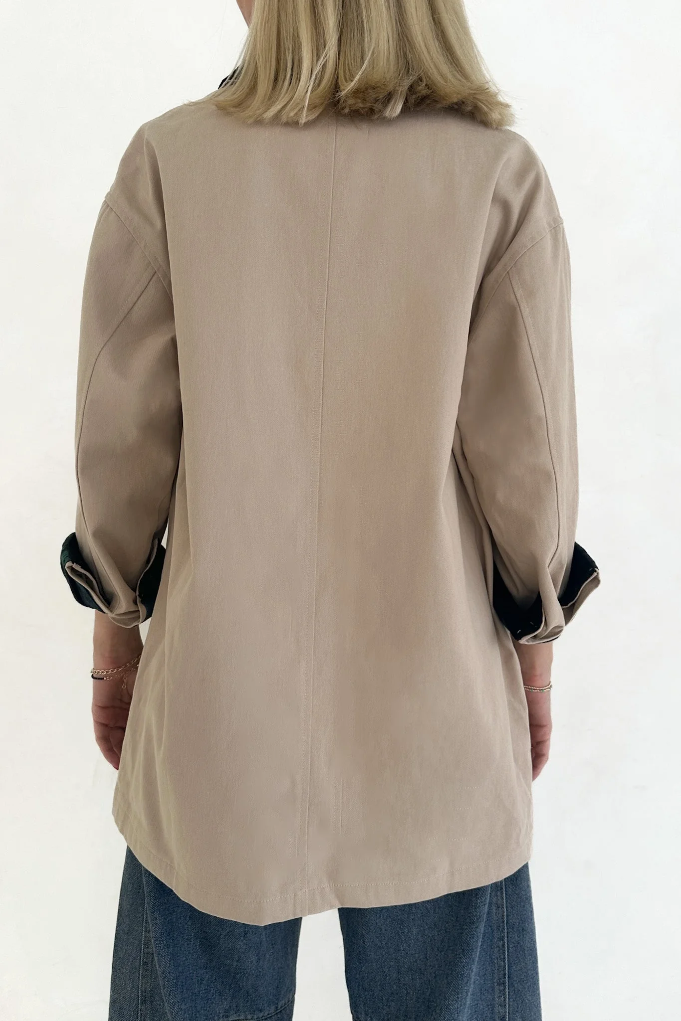 Ralfie Corduroy Collar Oversized Plaid Button Up Coat - Image 8