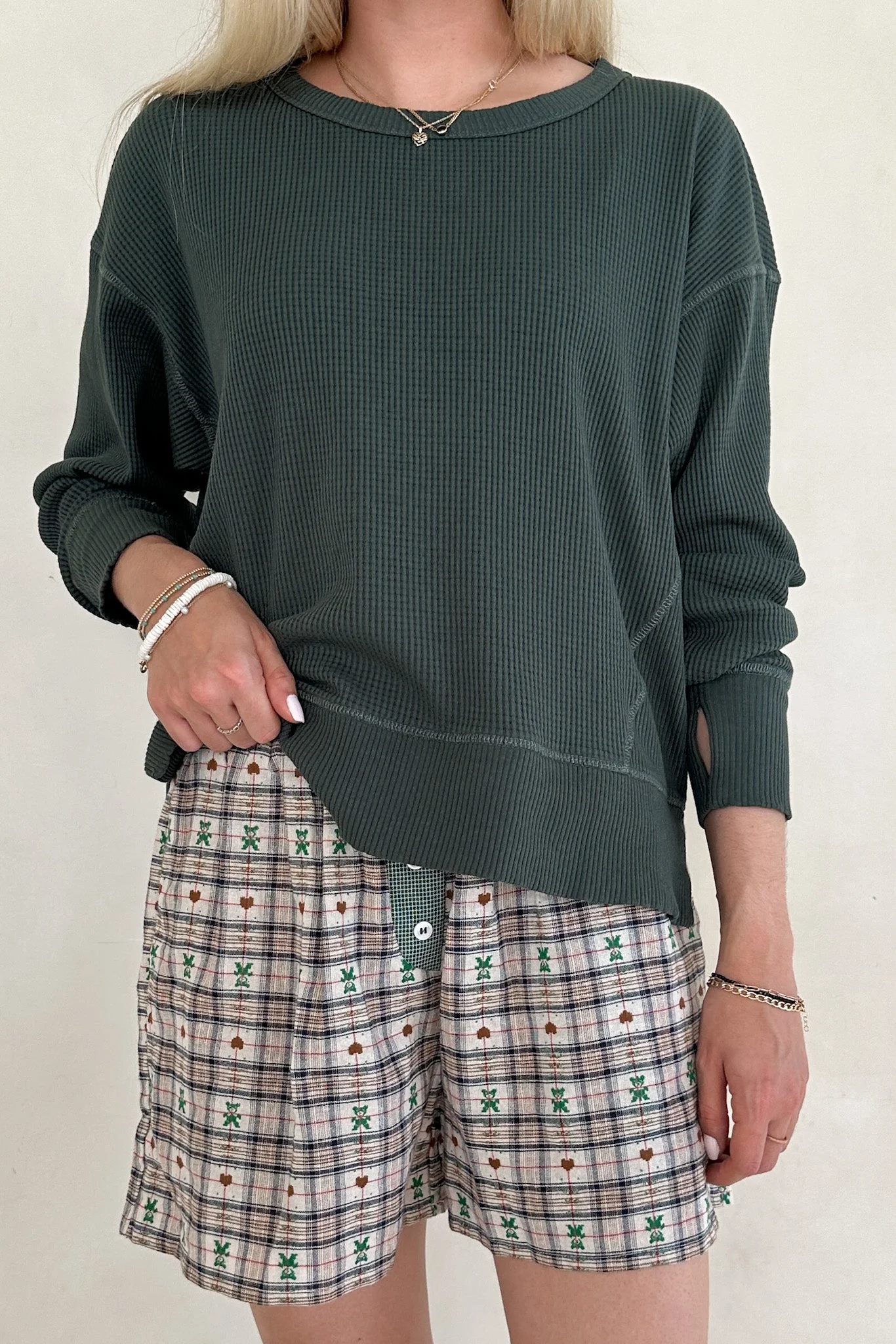 Ralphie Teddy Bear Plaid Boxer Shorts in Evergreen - Image 8