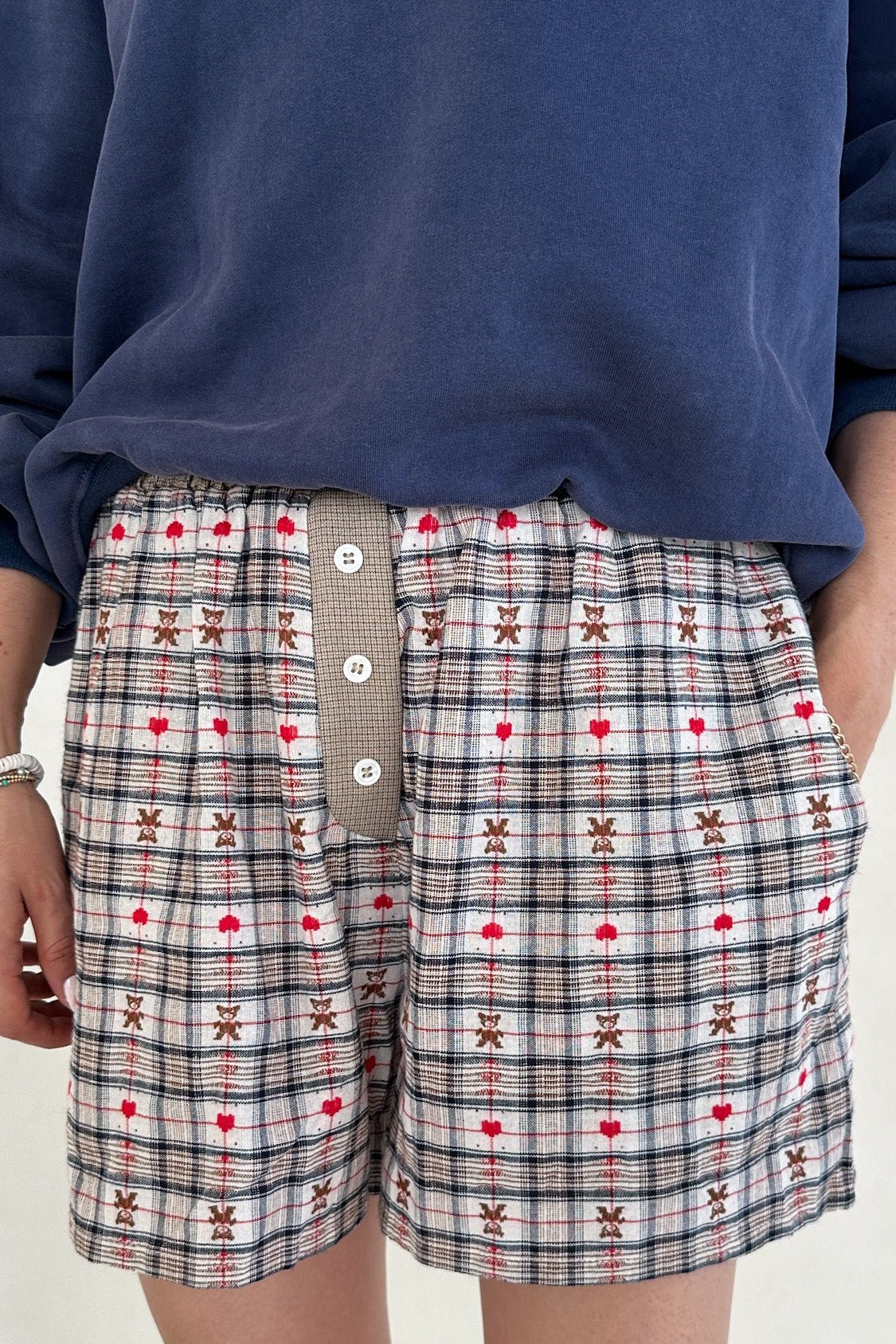 Ralphie Teddy Bear Plaid Boxer Shorts in Taupe - Image 6