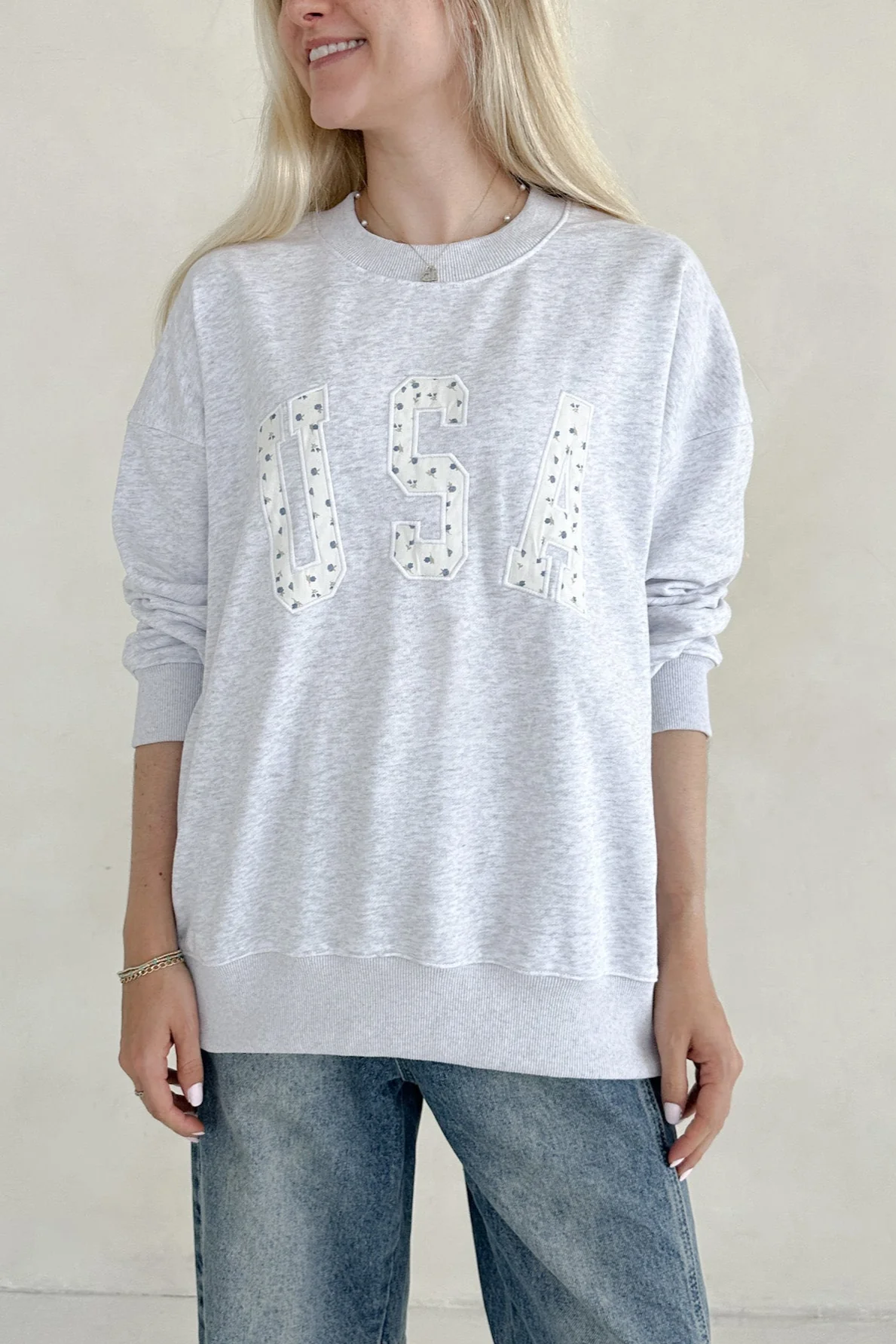 Red, White & Bloom USA Embroidered Sweatshirt