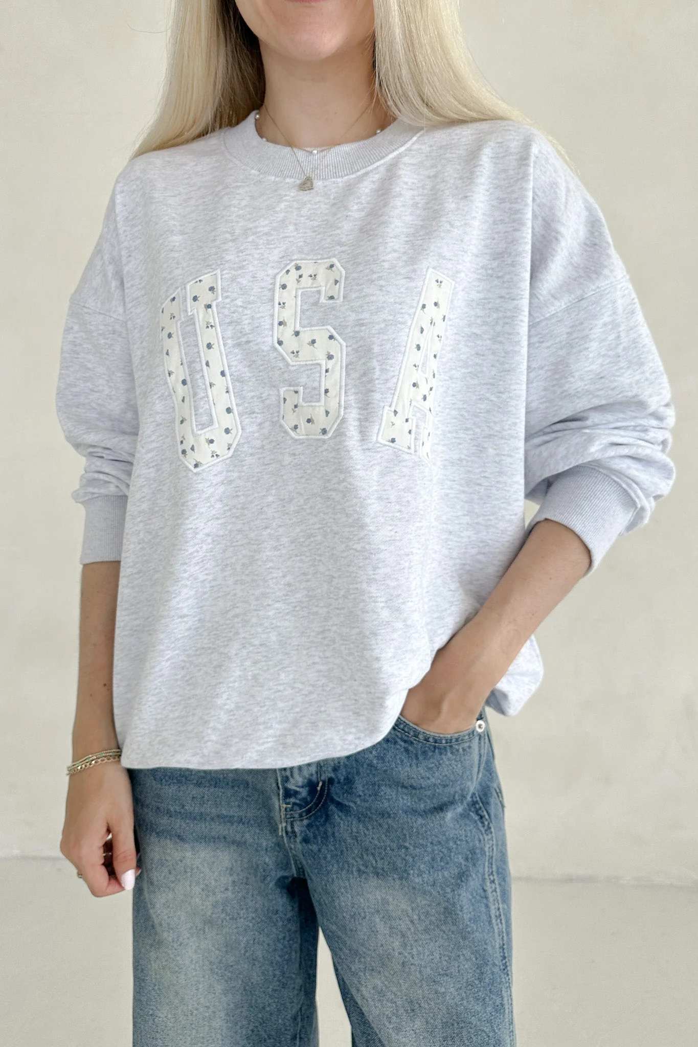 Red, White & Bloom USA Embroidered Sweatshirt - Image 3