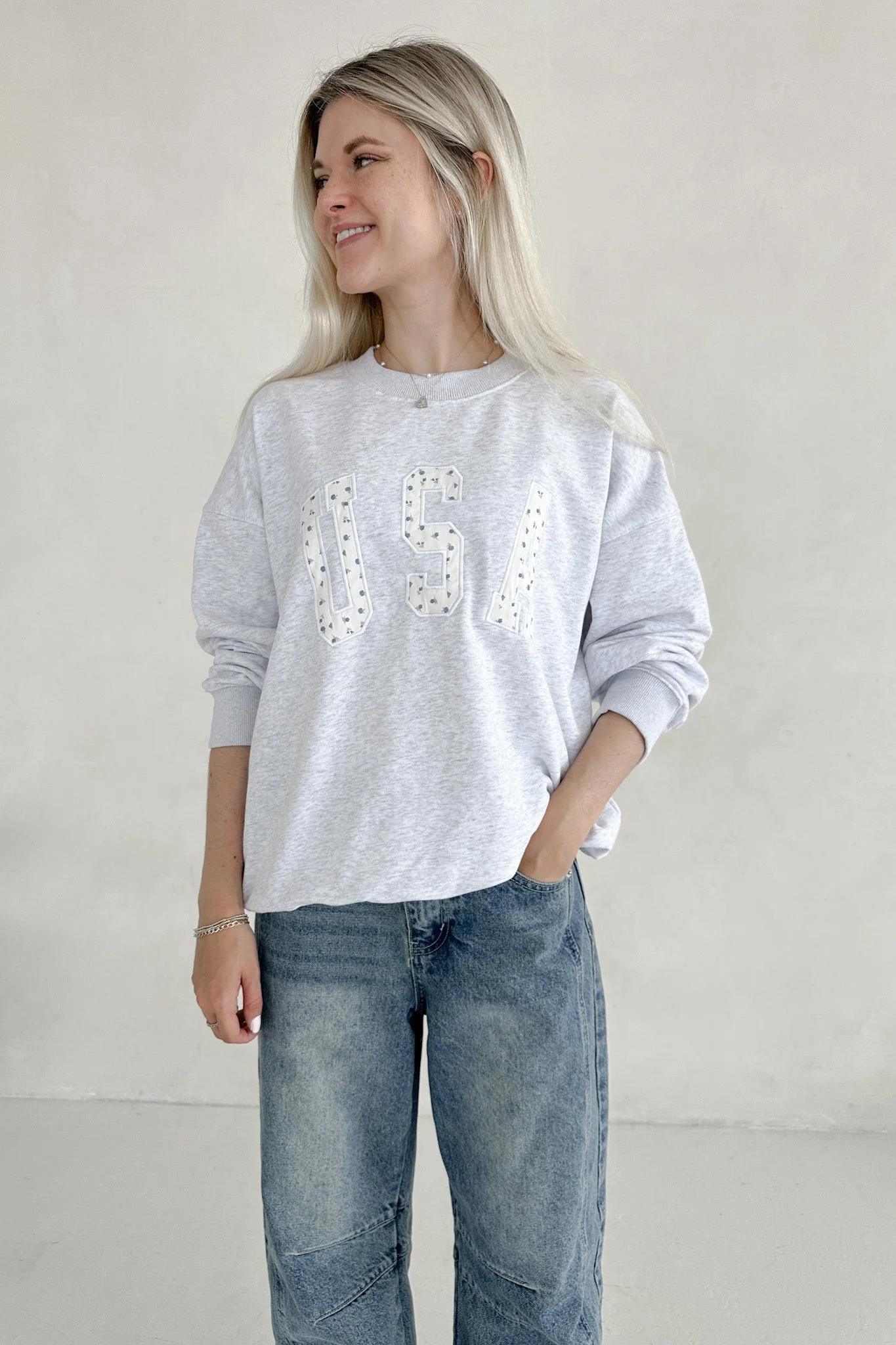 Red, White & Bloom USA Embroidered Sweatshirt - Image 4