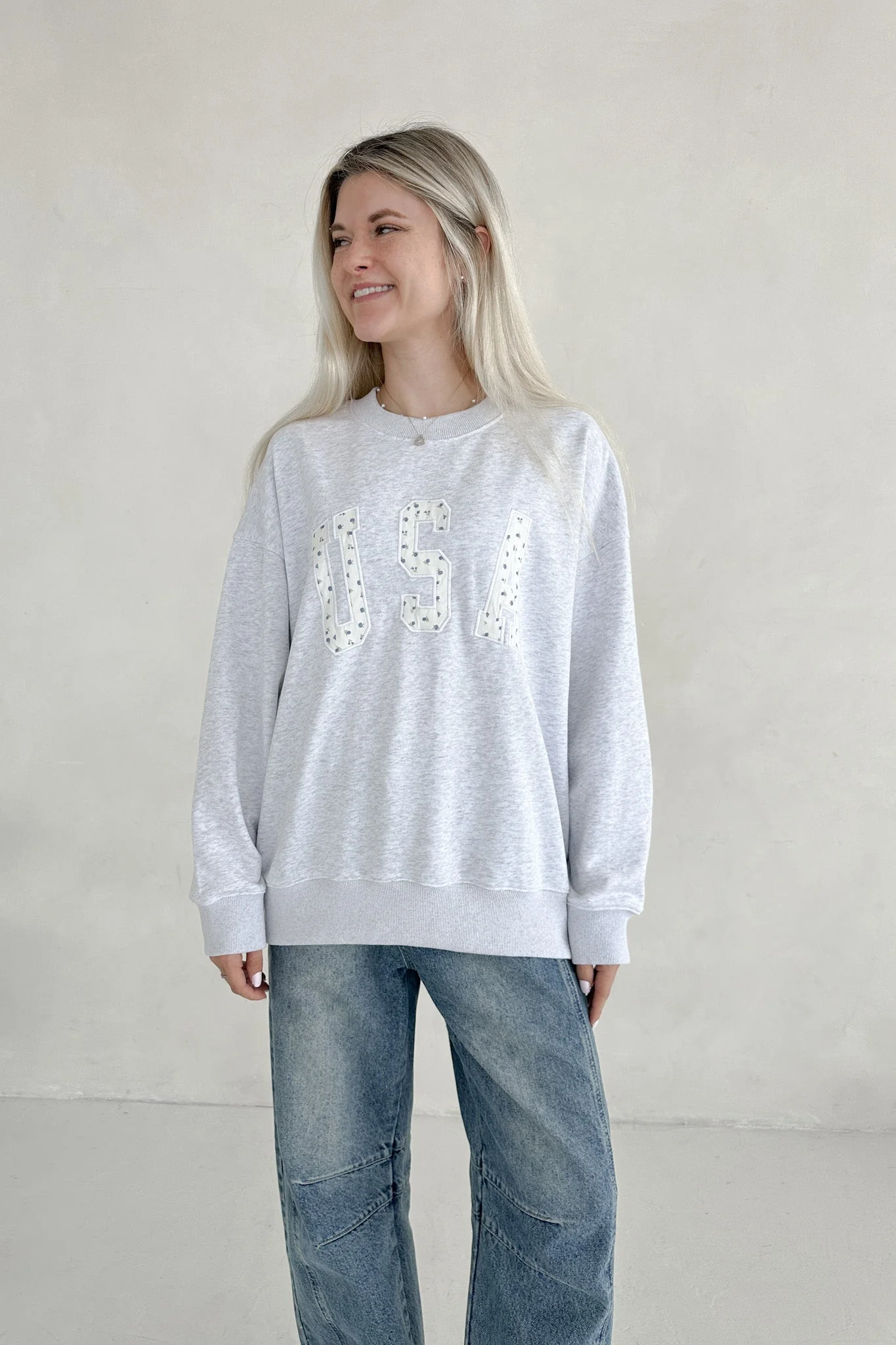 Red, White & Bloom USA Embroidered Sweatshirt - Image 5