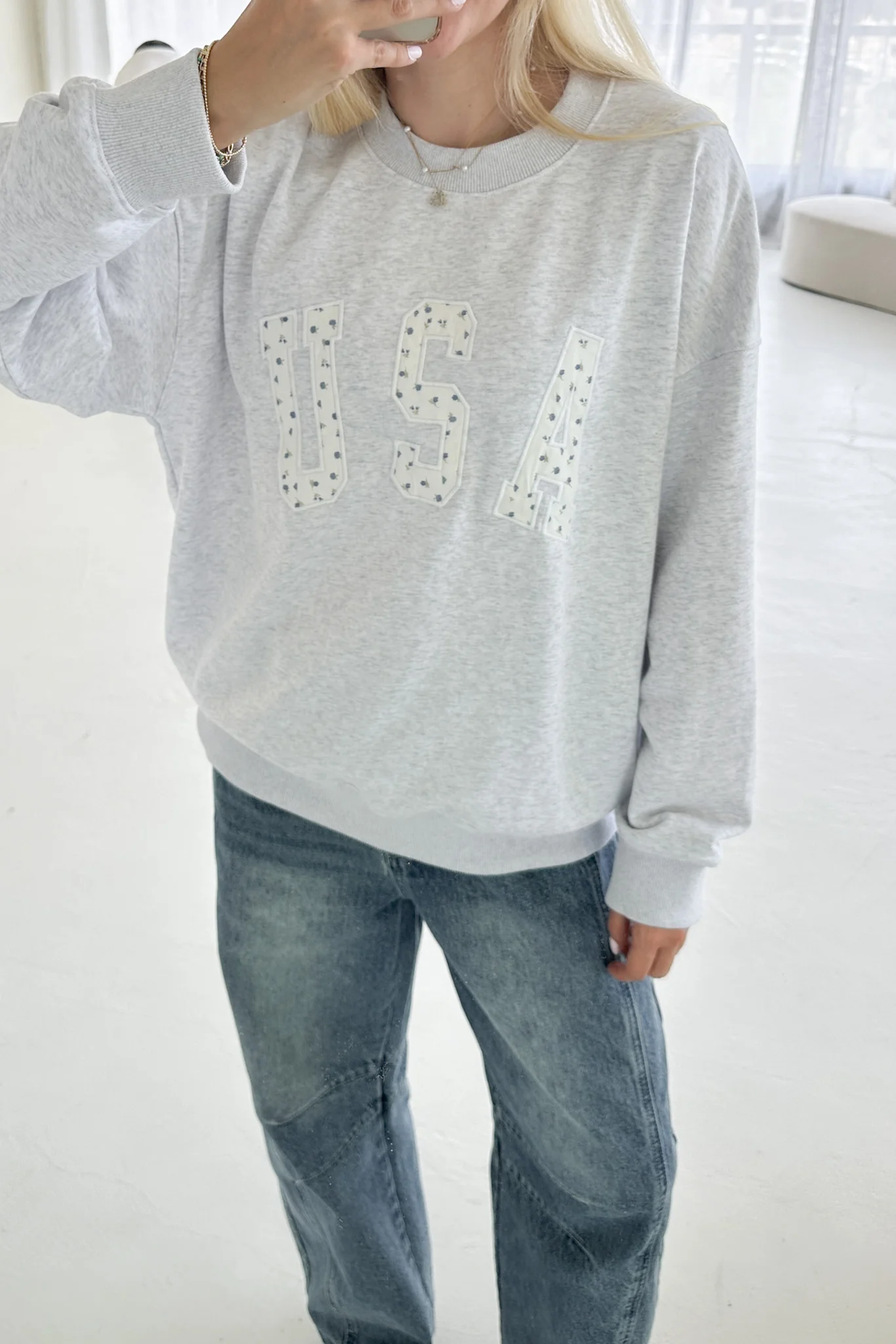 Red, White & Bloom USA Embroidered Sweatshirt - Image 8