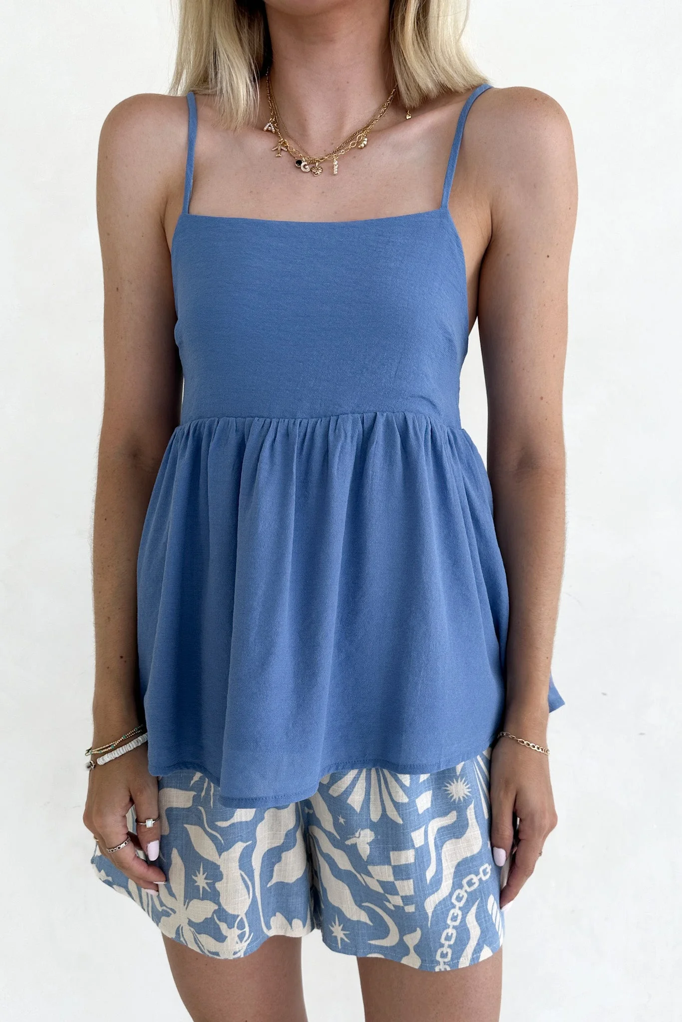 Renn Blue Wide Leg Tropical Print Woven Shorts - Image 5