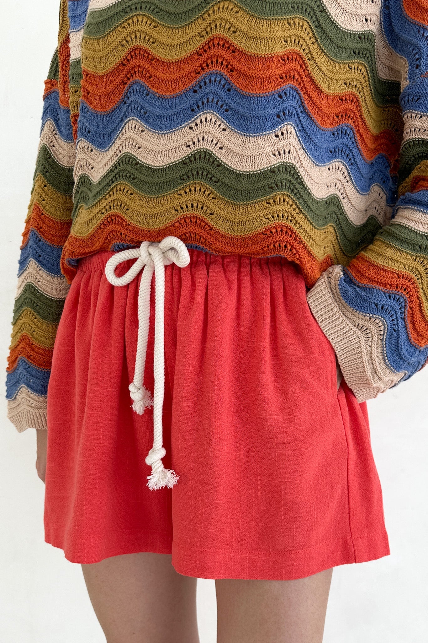 Riviera Rope Drawstring Shorts in Papaya