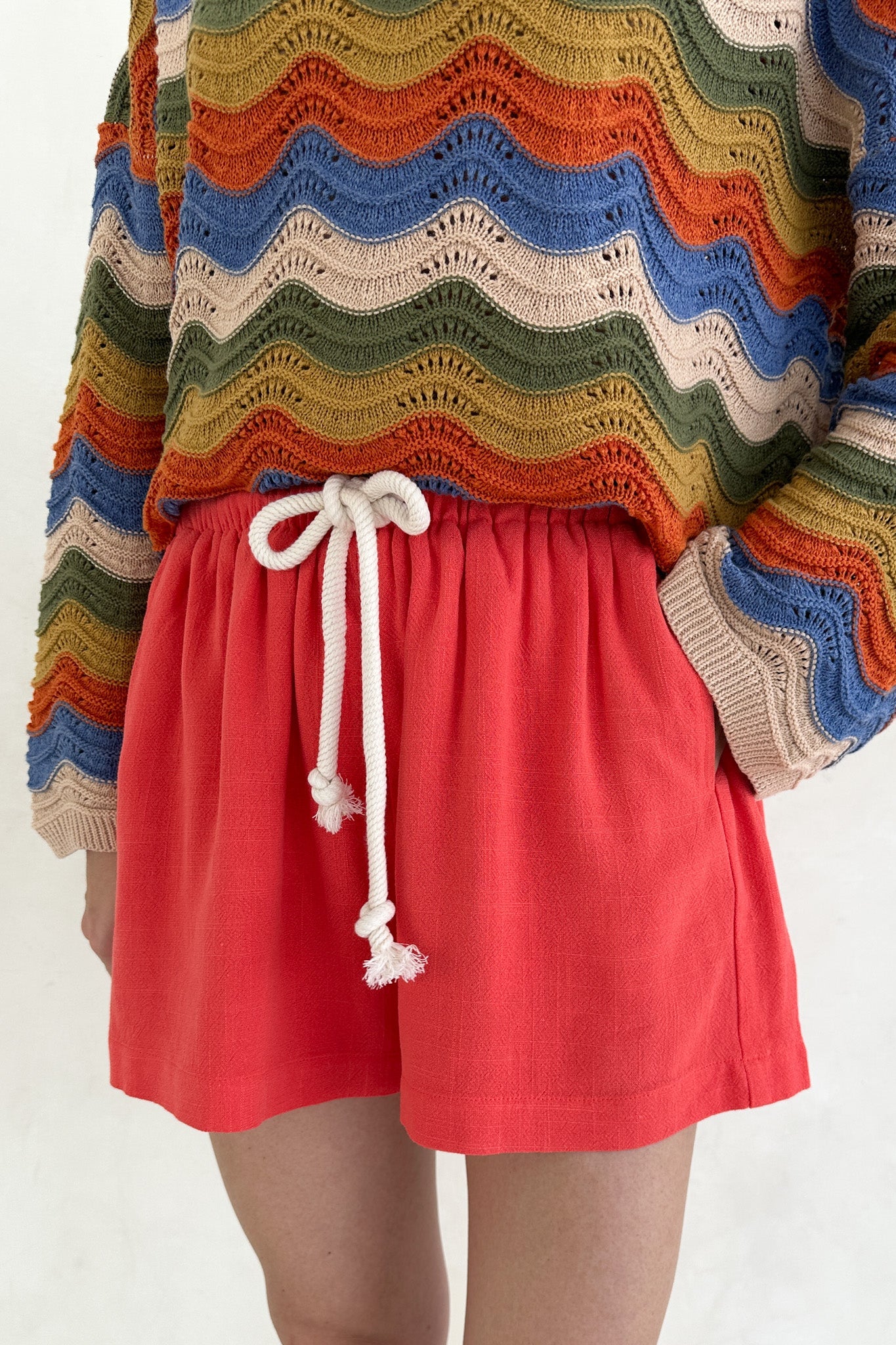 Riviera Rope Drawstring Shorts in Papaya - Image 4