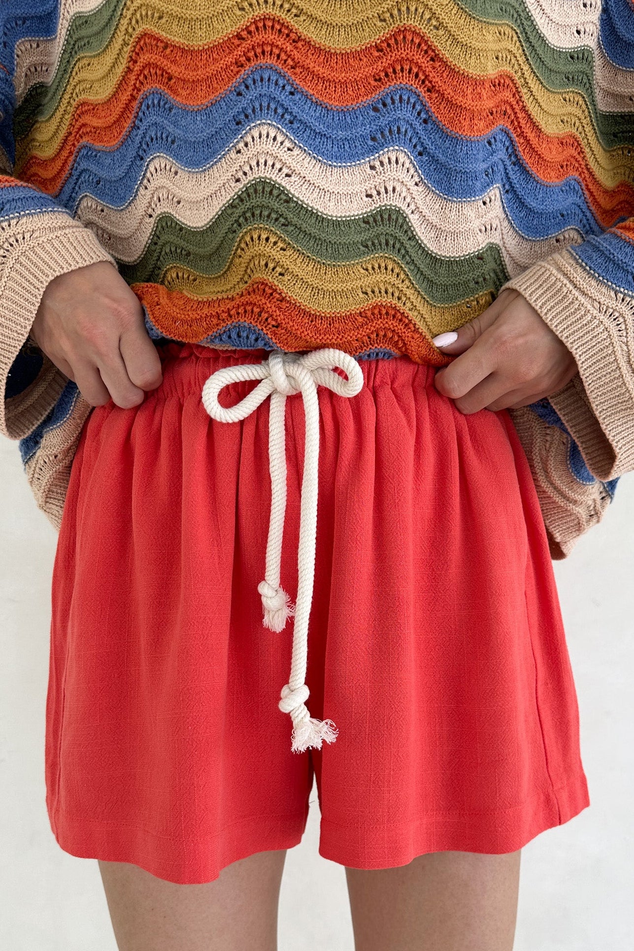 Riviera Rope Drawstring Shorts in Papaya - Image 5