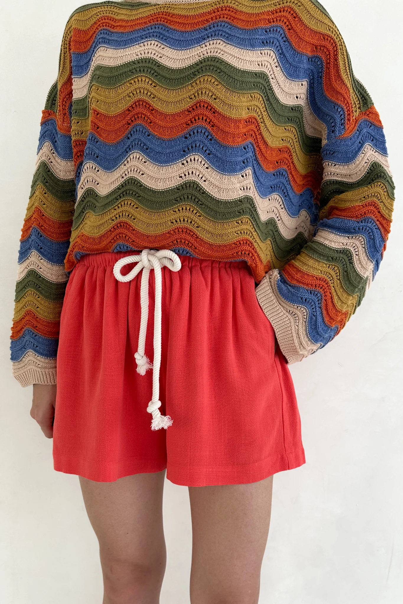 Riviera Rope Drawstring Shorts in Papaya - Image 6
