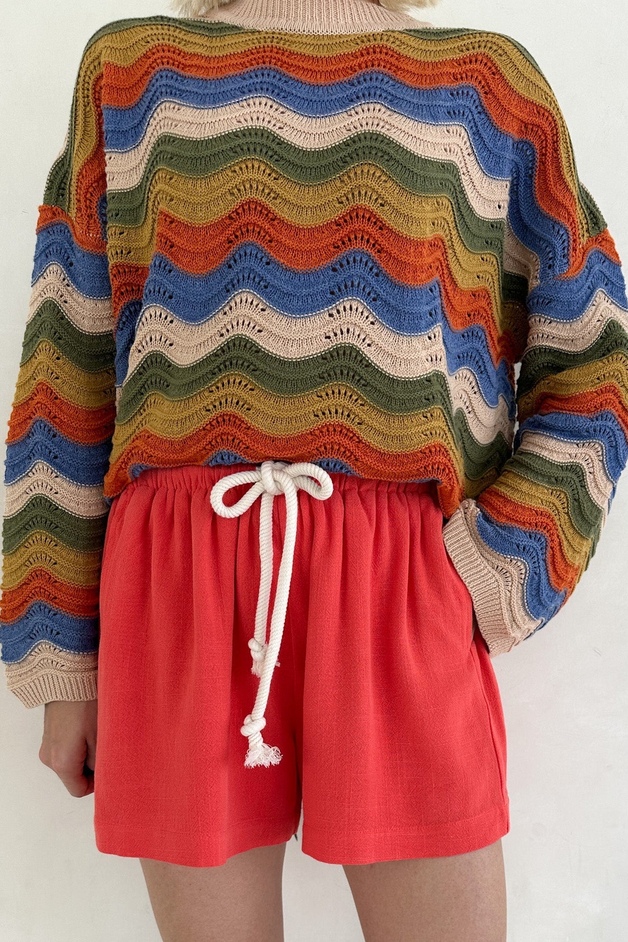 Riviera Rope Drawstring Shorts in Papaya - Image 7