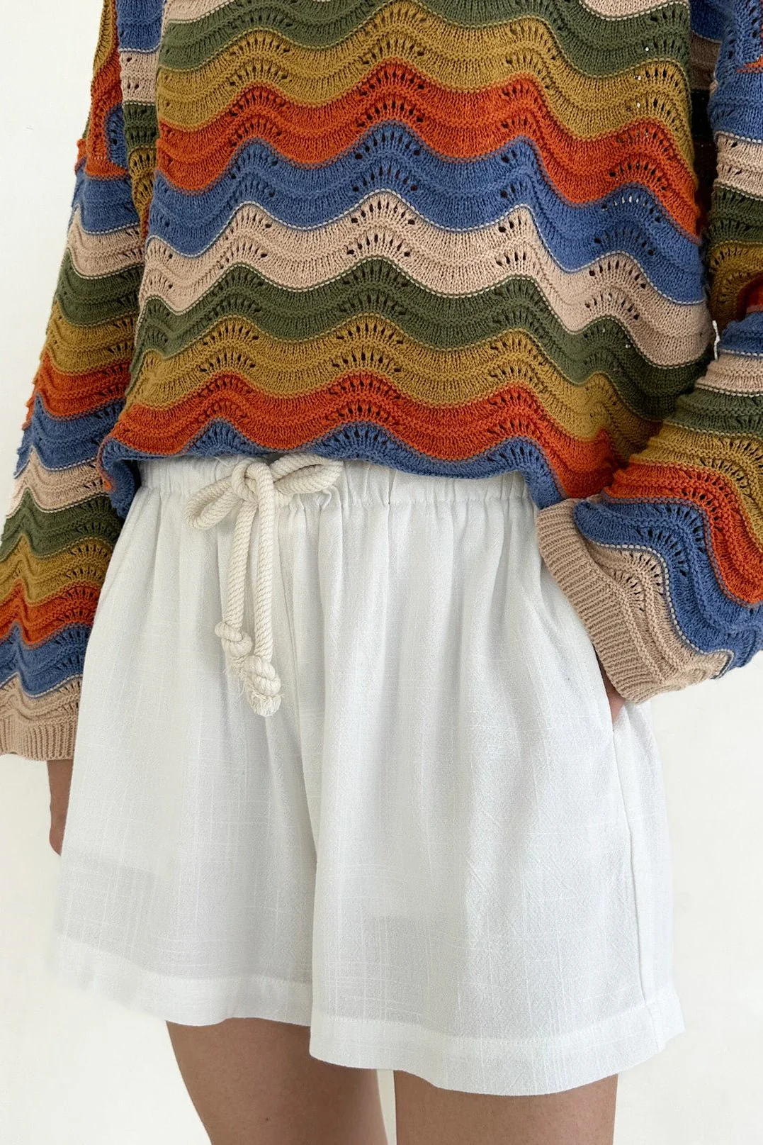 Riviera Rope Drawstring Shorts in White
