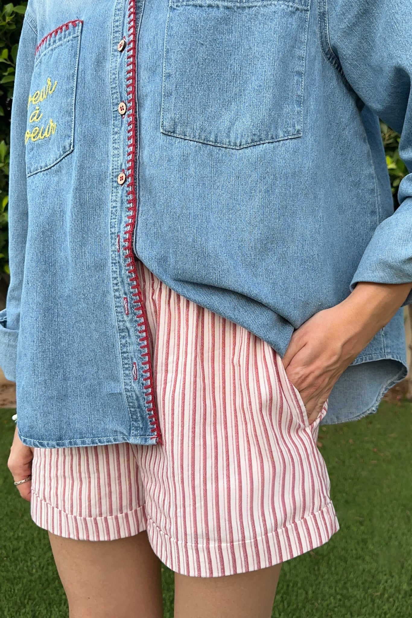 Rosie Striped Cotton Elastic Waist Shorts - Image 4