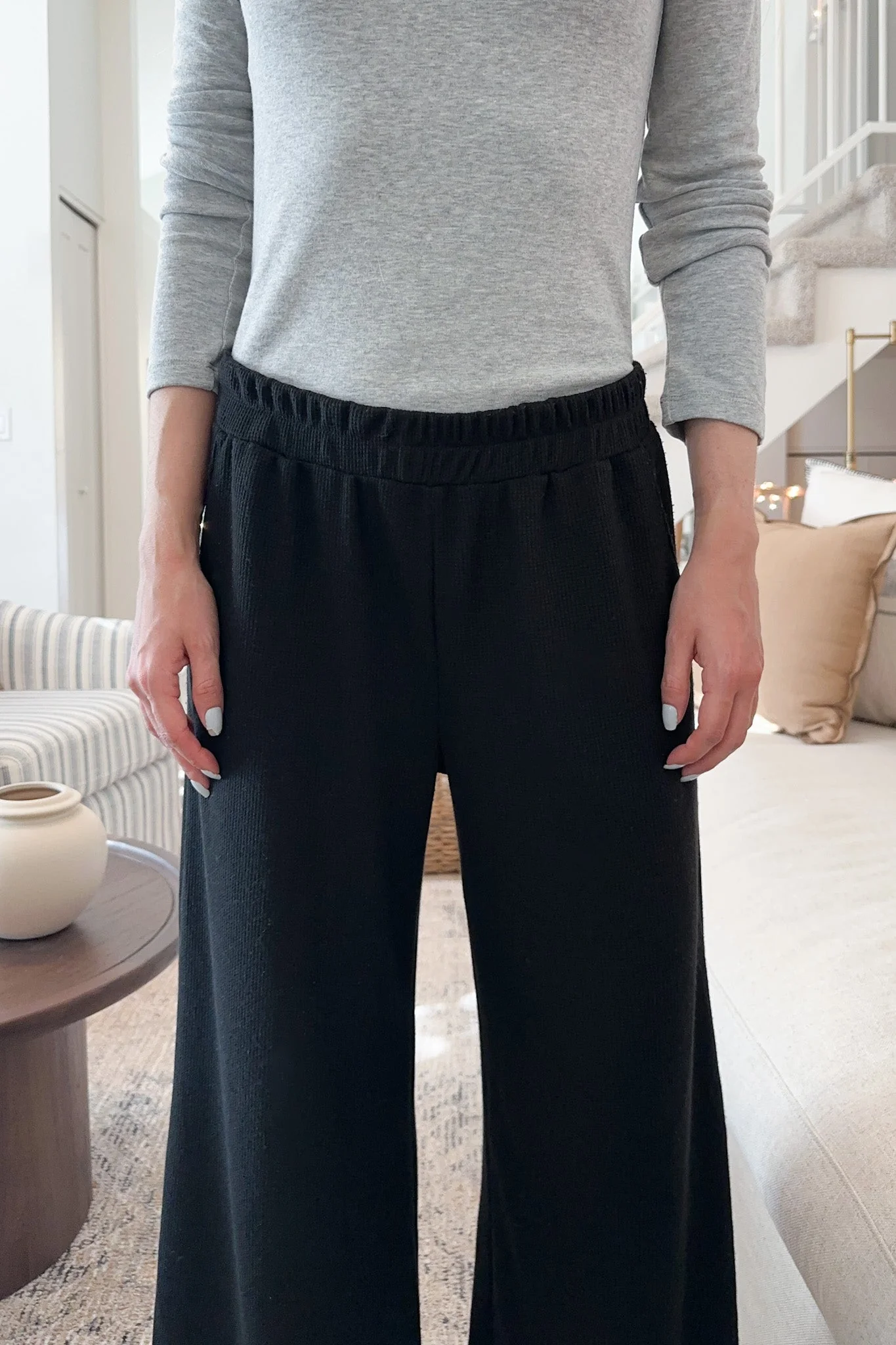Rowan Waffle Knit Pants in Black - Image 3