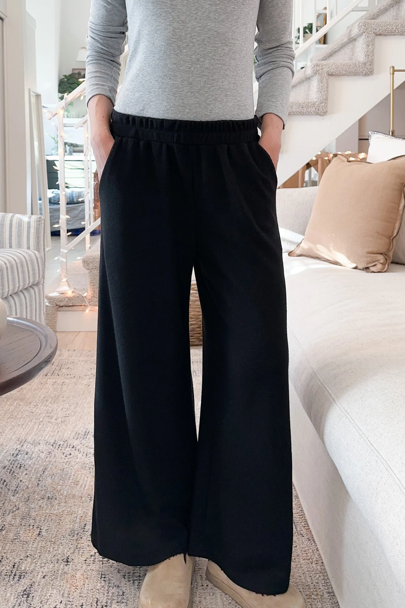 Rowan Waffle Knit Pants in Black - Image 4