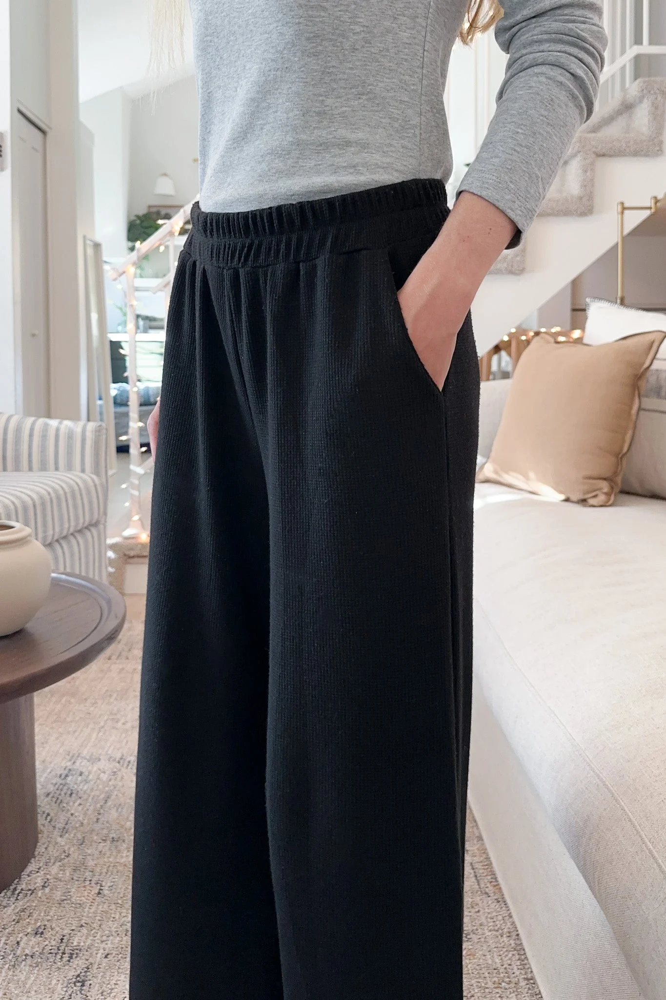 Rowan Waffle Knit Pants in Black - Image 5