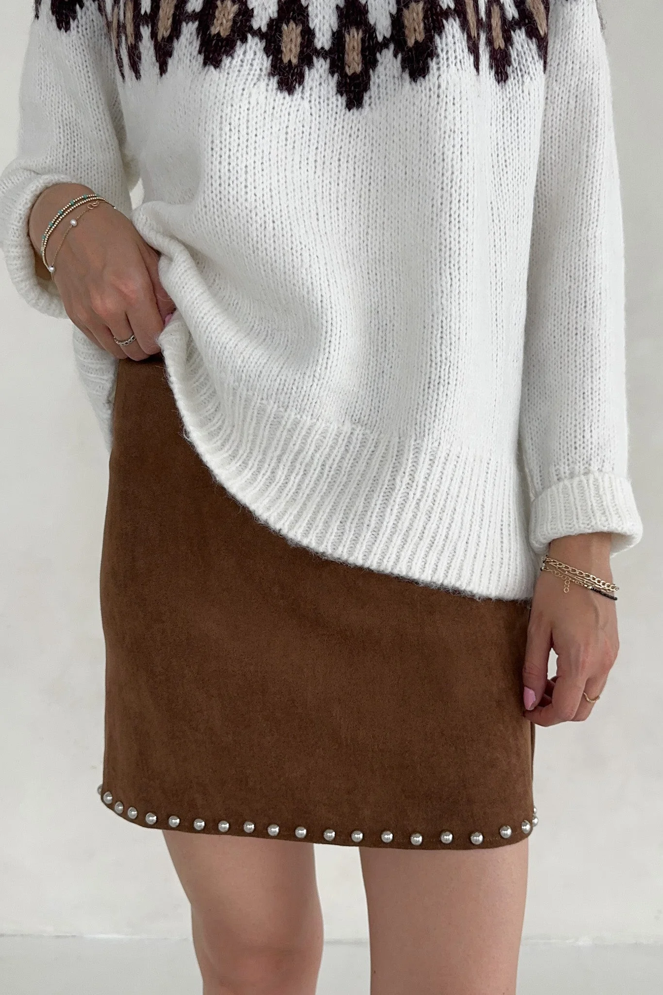 Sabrina Stud Detail Suede Mini Skirt - Image 2