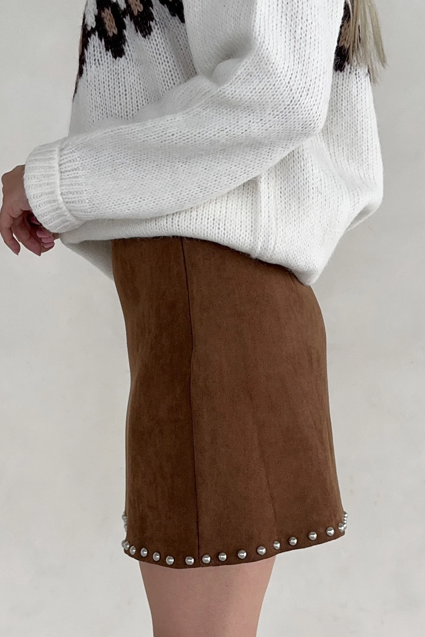 Sabrina Stud Detail Suede Mini Skirt - Image 6