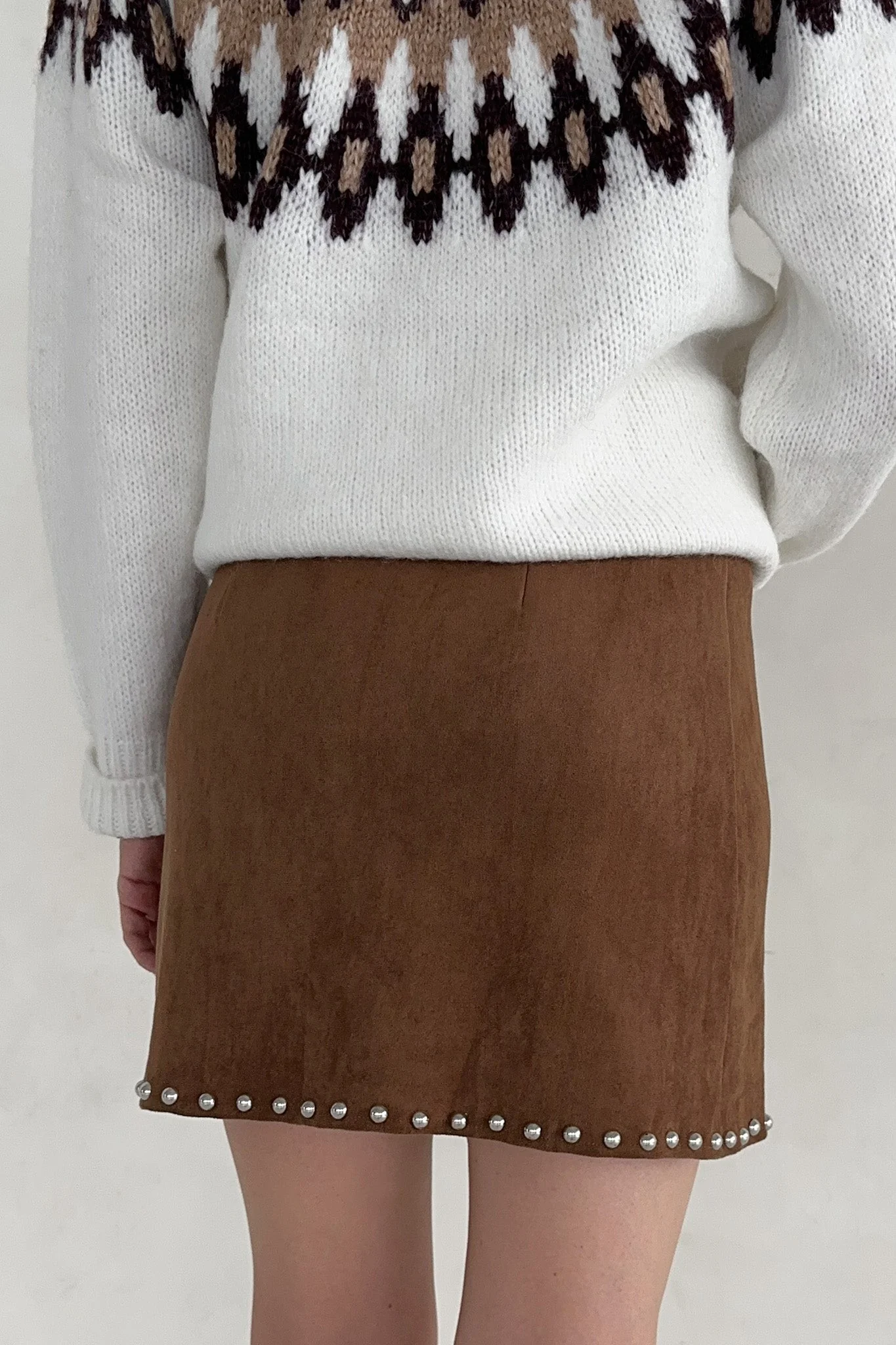 Sabrina Stud Detail Suede Mini Skirt - Image 7
