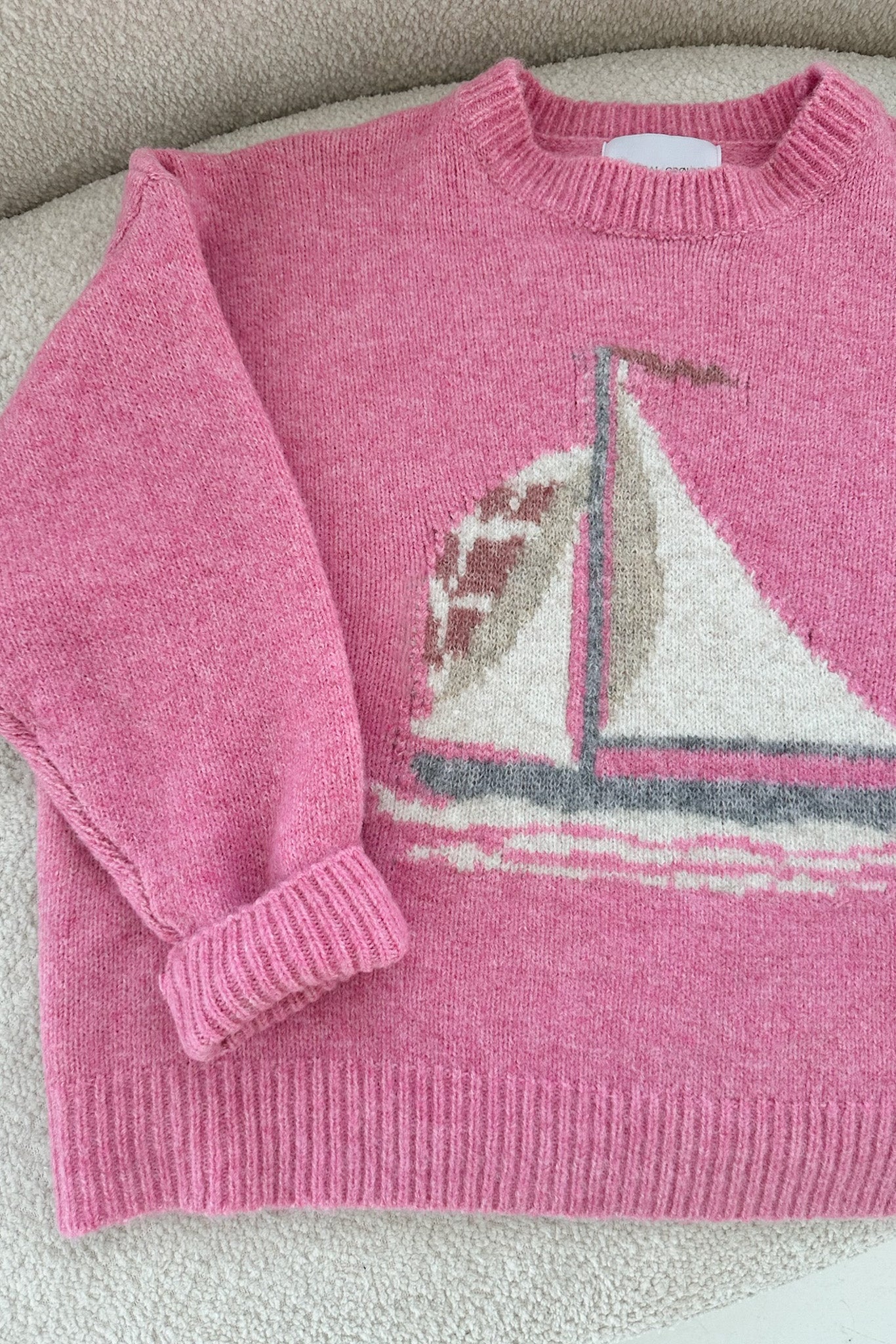 Sail Away Sailboat Knit Sweater in Pink - Image 3