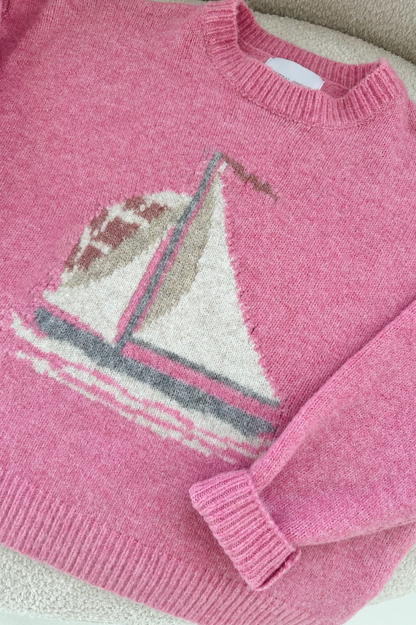 Sail Away Sailboat Knit Sweater in Pink - Image 7