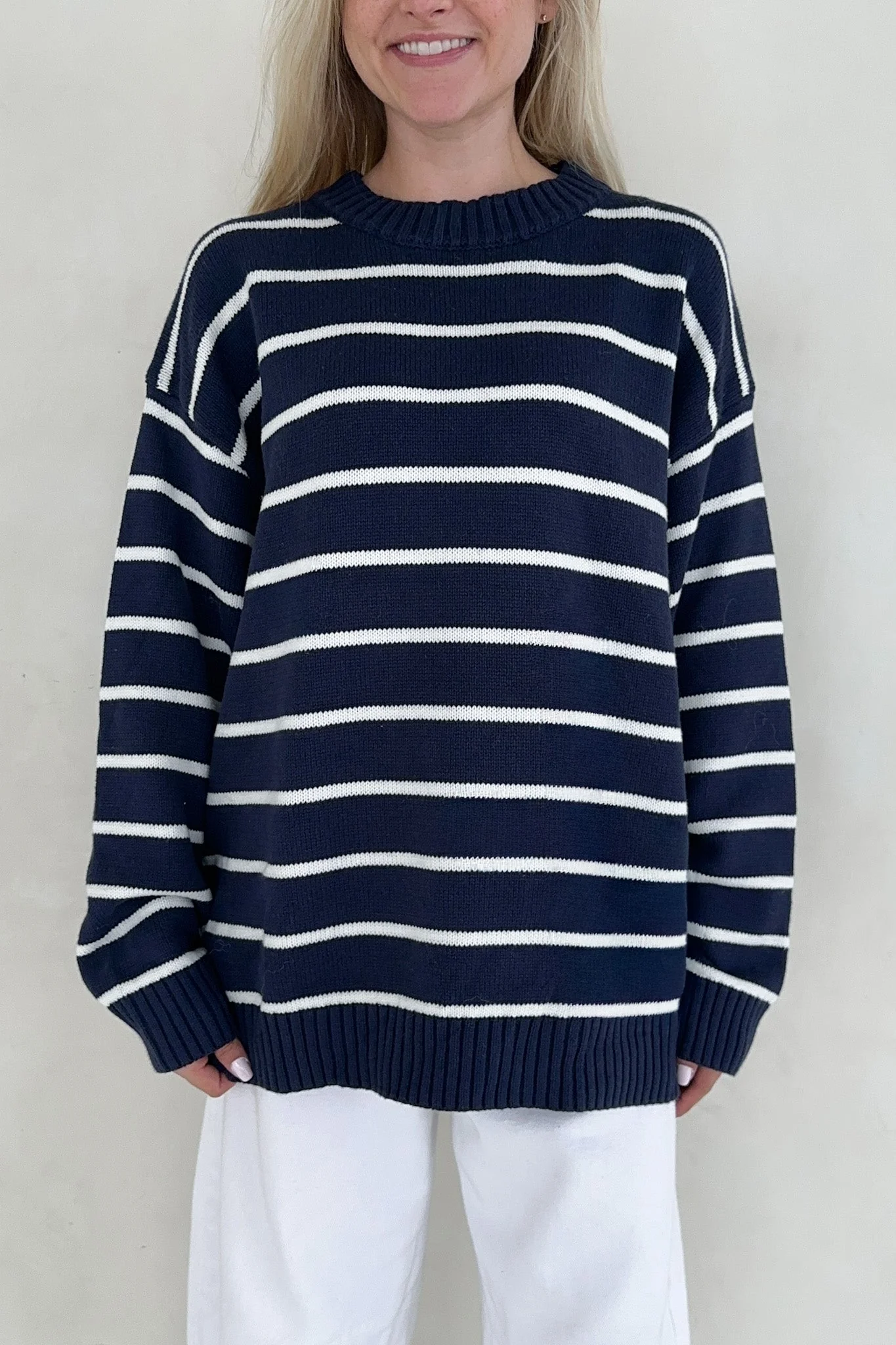 Sailor Navy and White Striped Oversized Sweater - Image 2