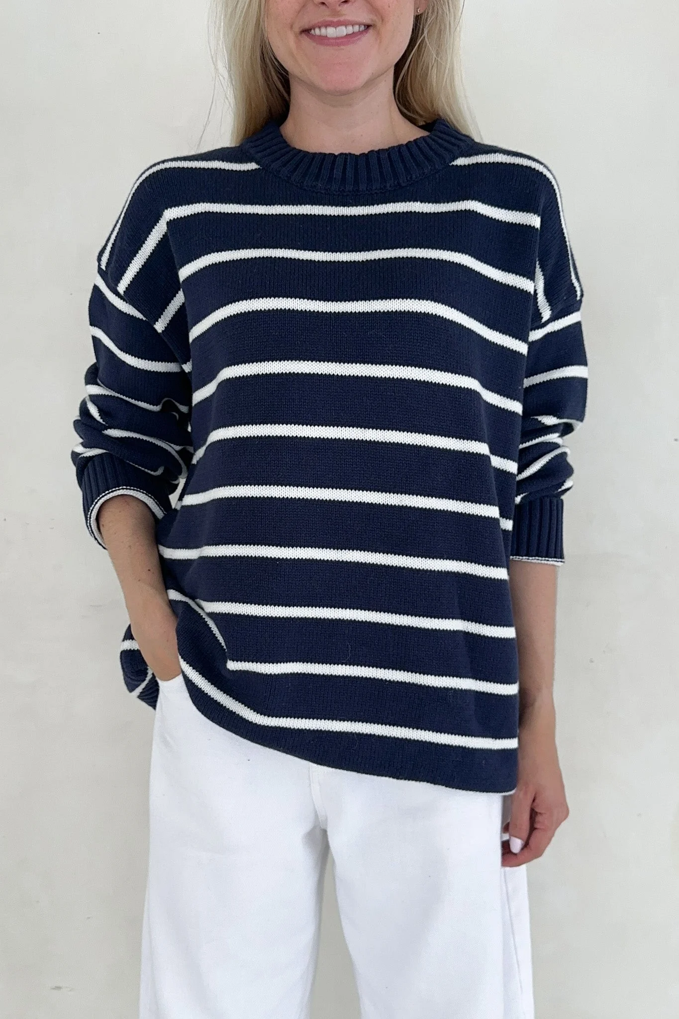 Sailor Navy and White Striped Oversized Sweater - Image 5