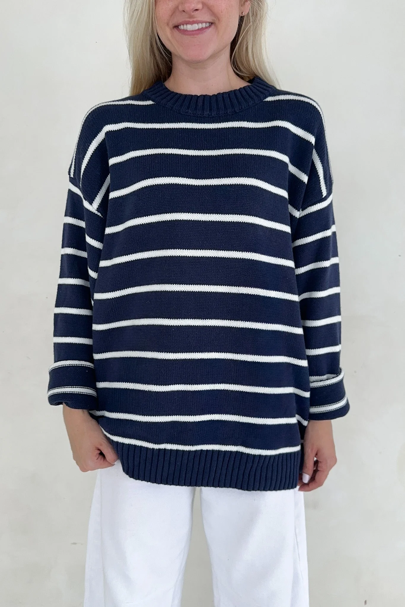 Sailor Navy and White Striped Oversized Sweater - Image 6